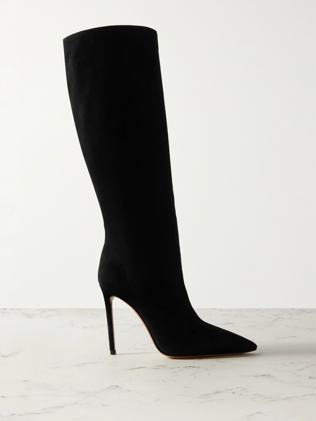 Aquazzura Matignon 105 Suede Knee Boots In Black