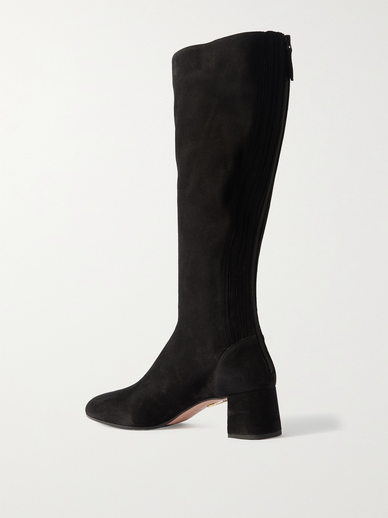 Aquazzura High Block Heel Knee-high Suede Boots In Black