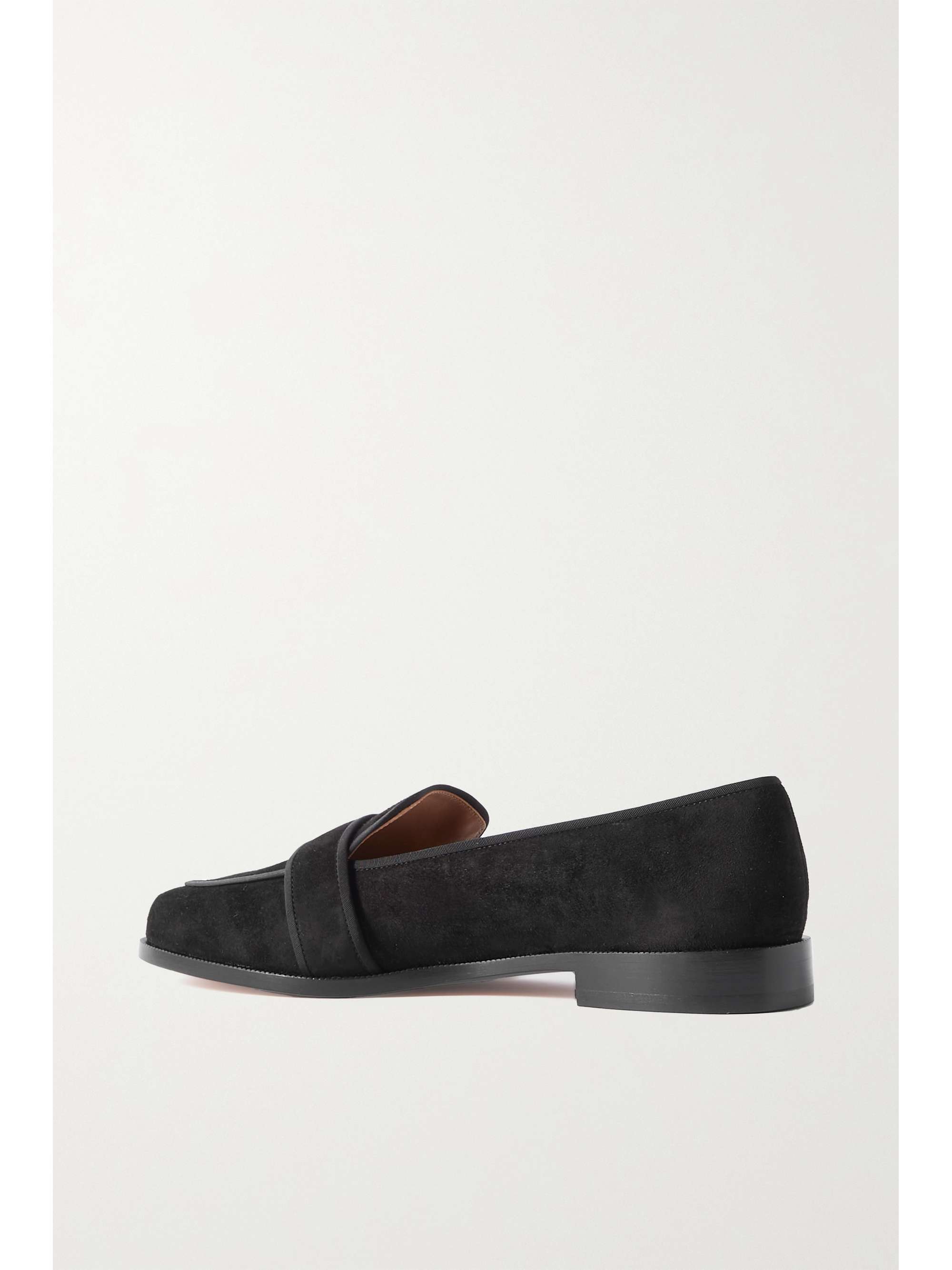 AQUAZZURA Martin grosgrain-trimmed suede loafers