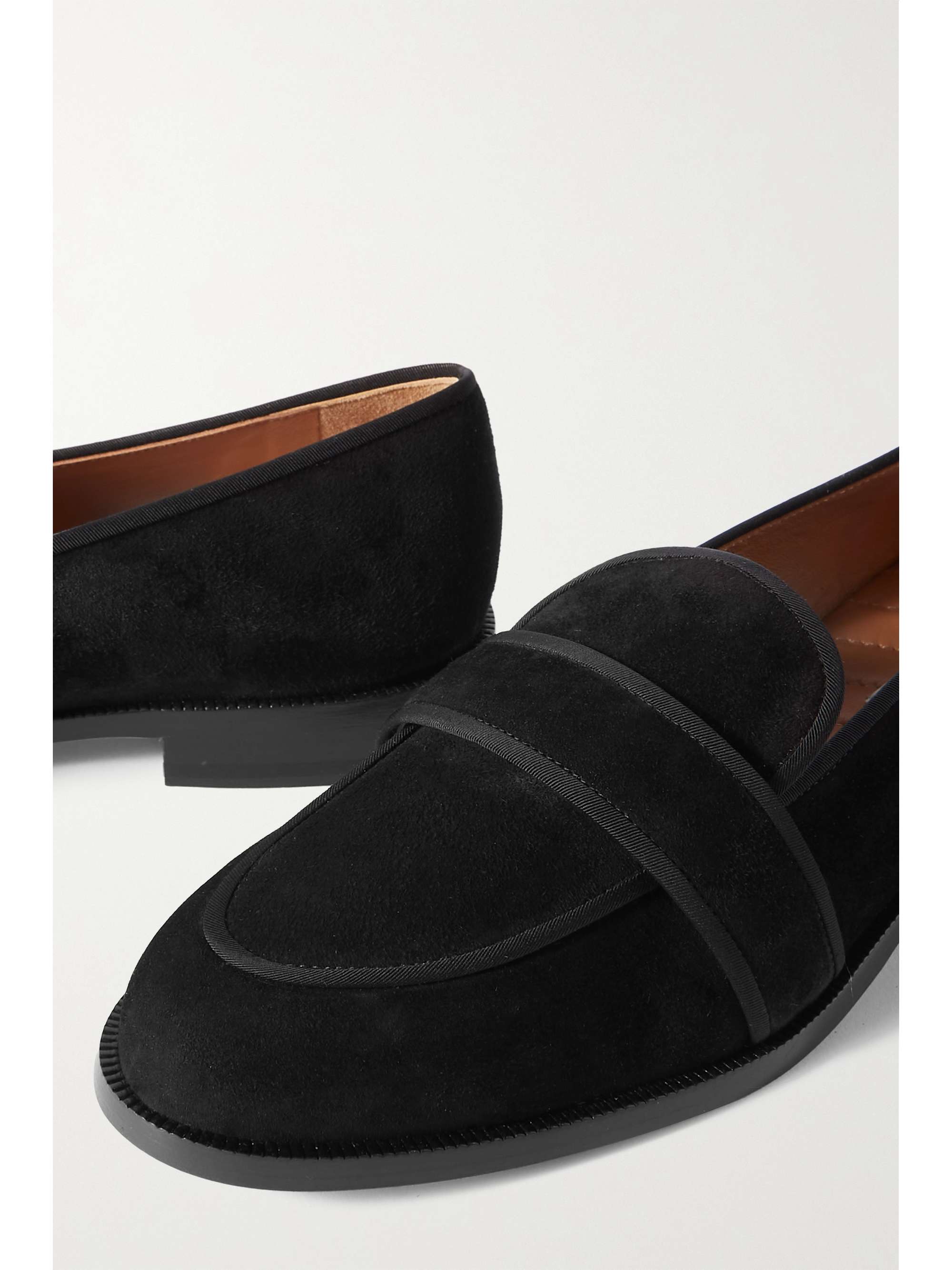 AQUAZZURA Martin grosgrain-trimmed suede loafers