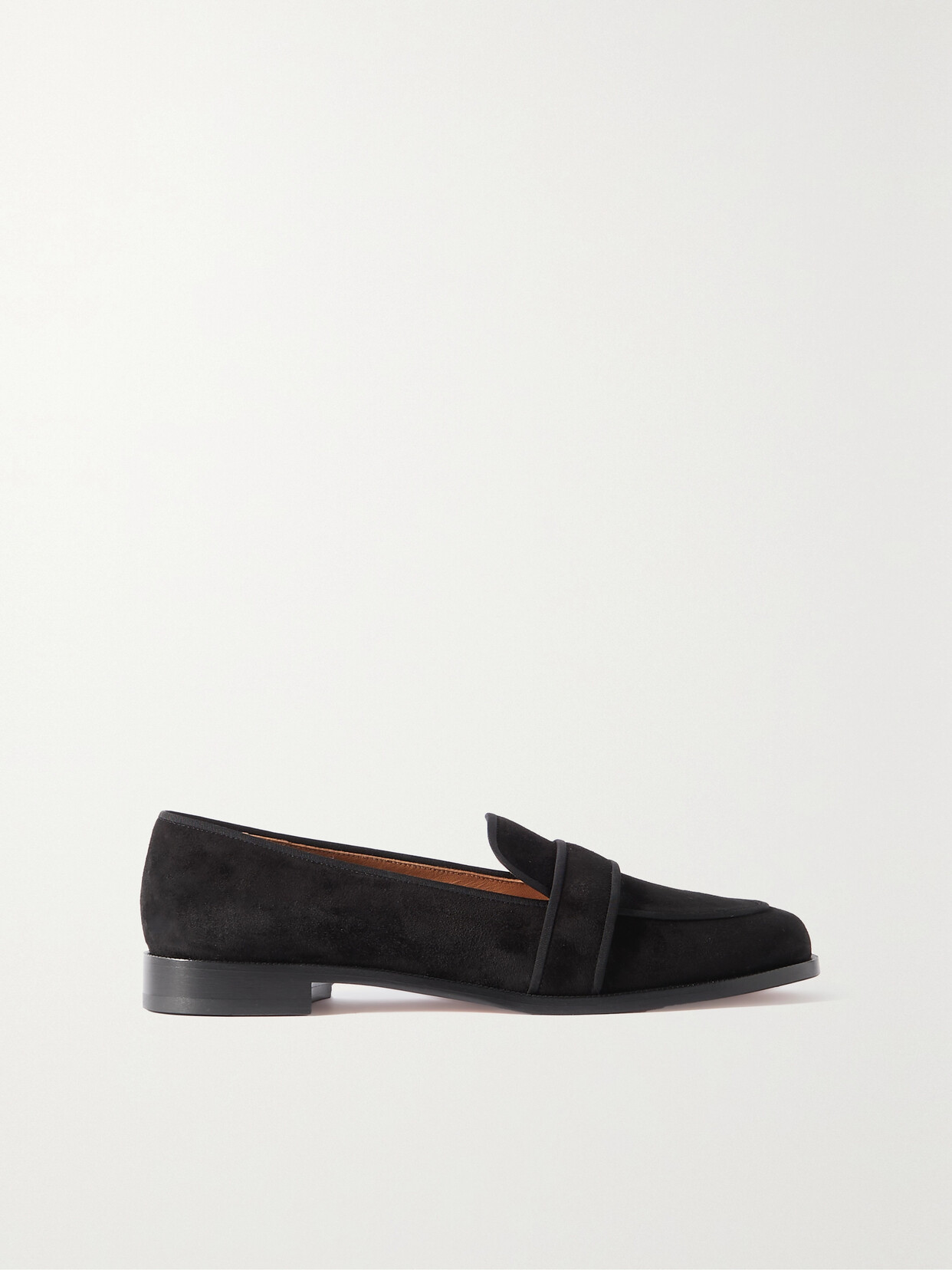 Shop Aquazzura Martin Grosgrain-trimmed Suede Loafers In Black