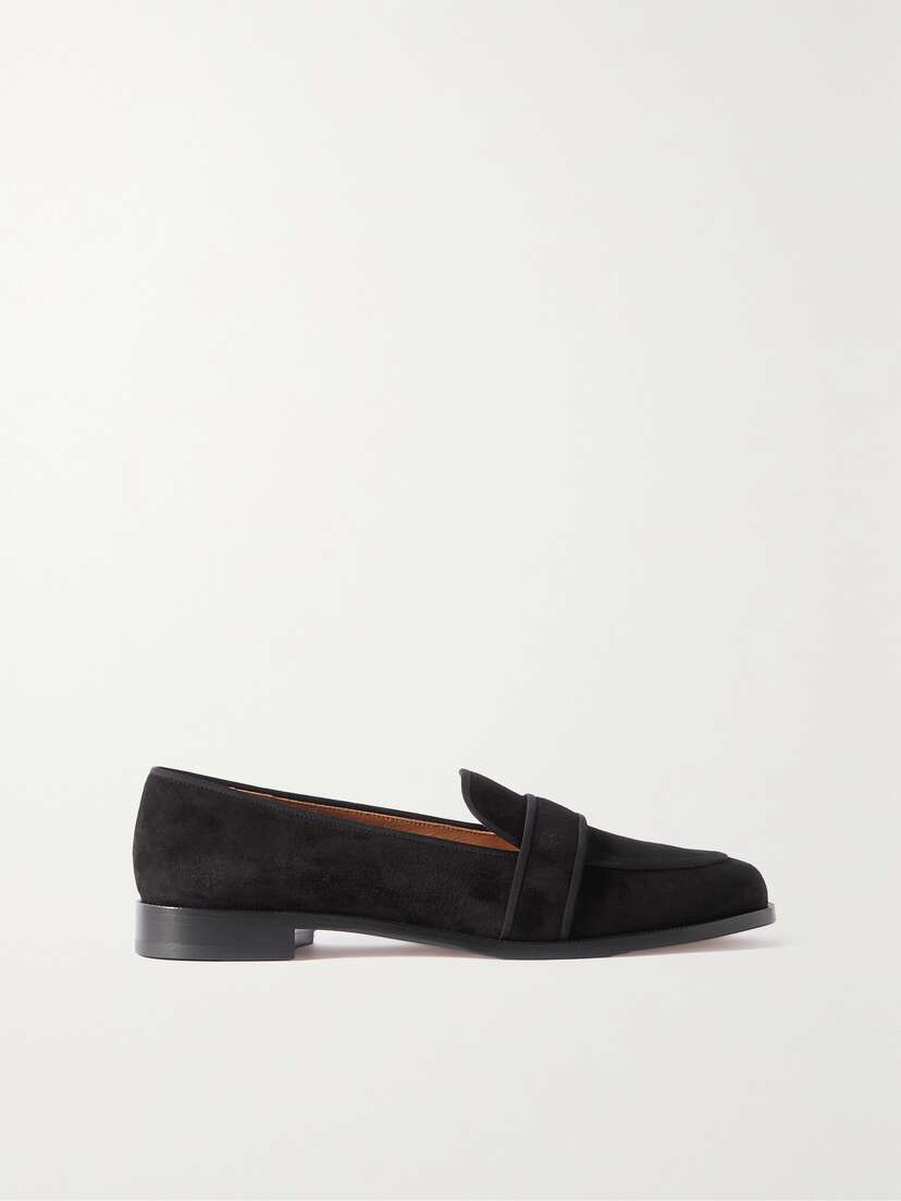 Aquazzura Martin Grosgrain-trimmed Suede Loafers