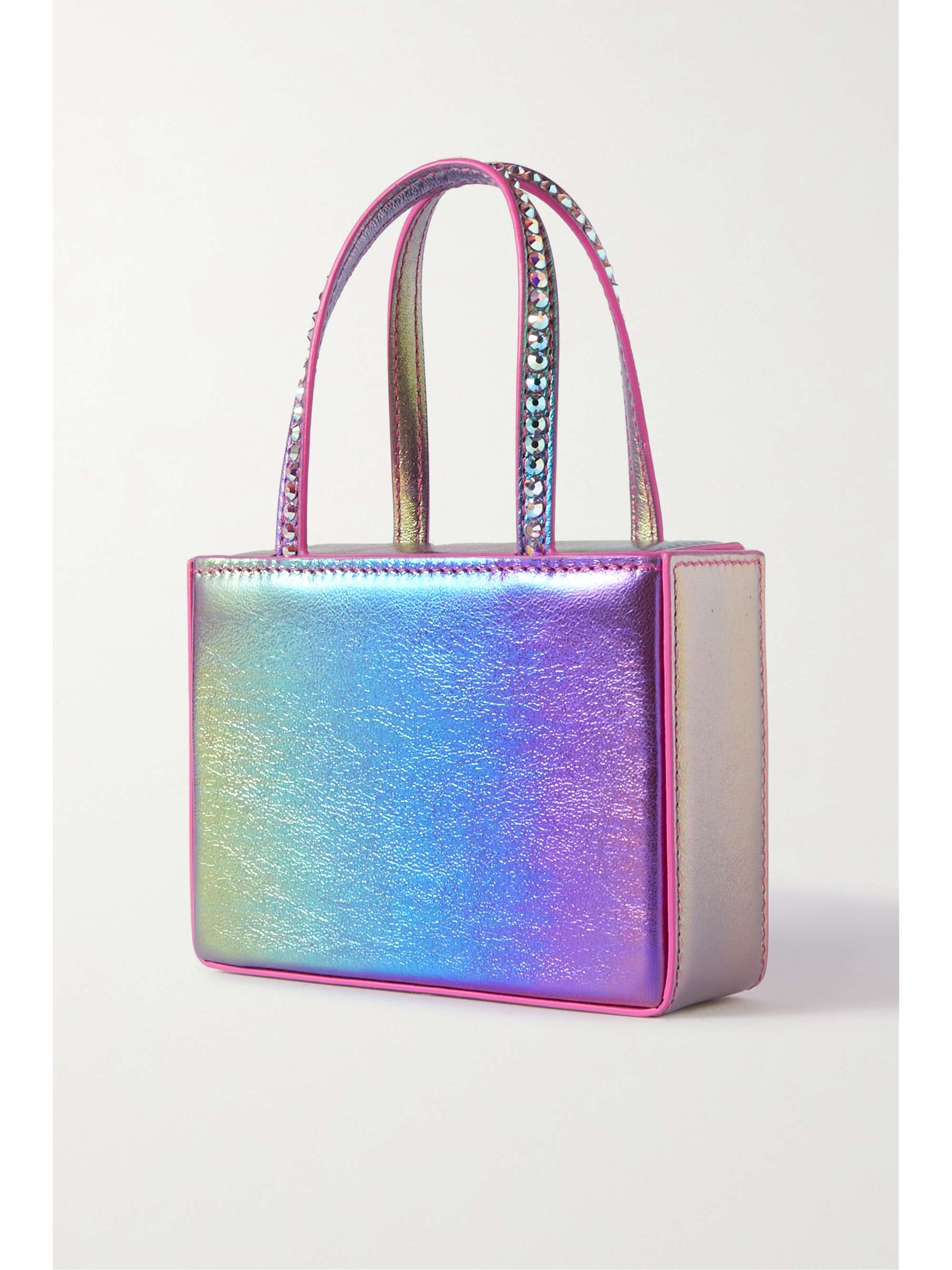 AMINA MUADDI Super Amini Gilda mini crystal-embellished metallic leather tote