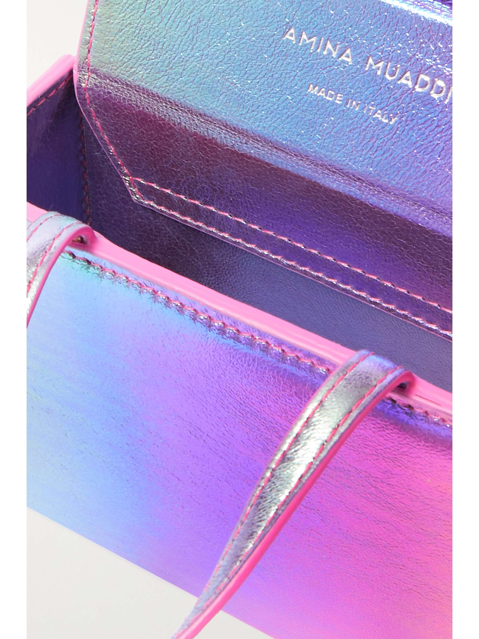 AMINA MUADDI Super Amini Gilda mini crystal-embellished metallic leather tote