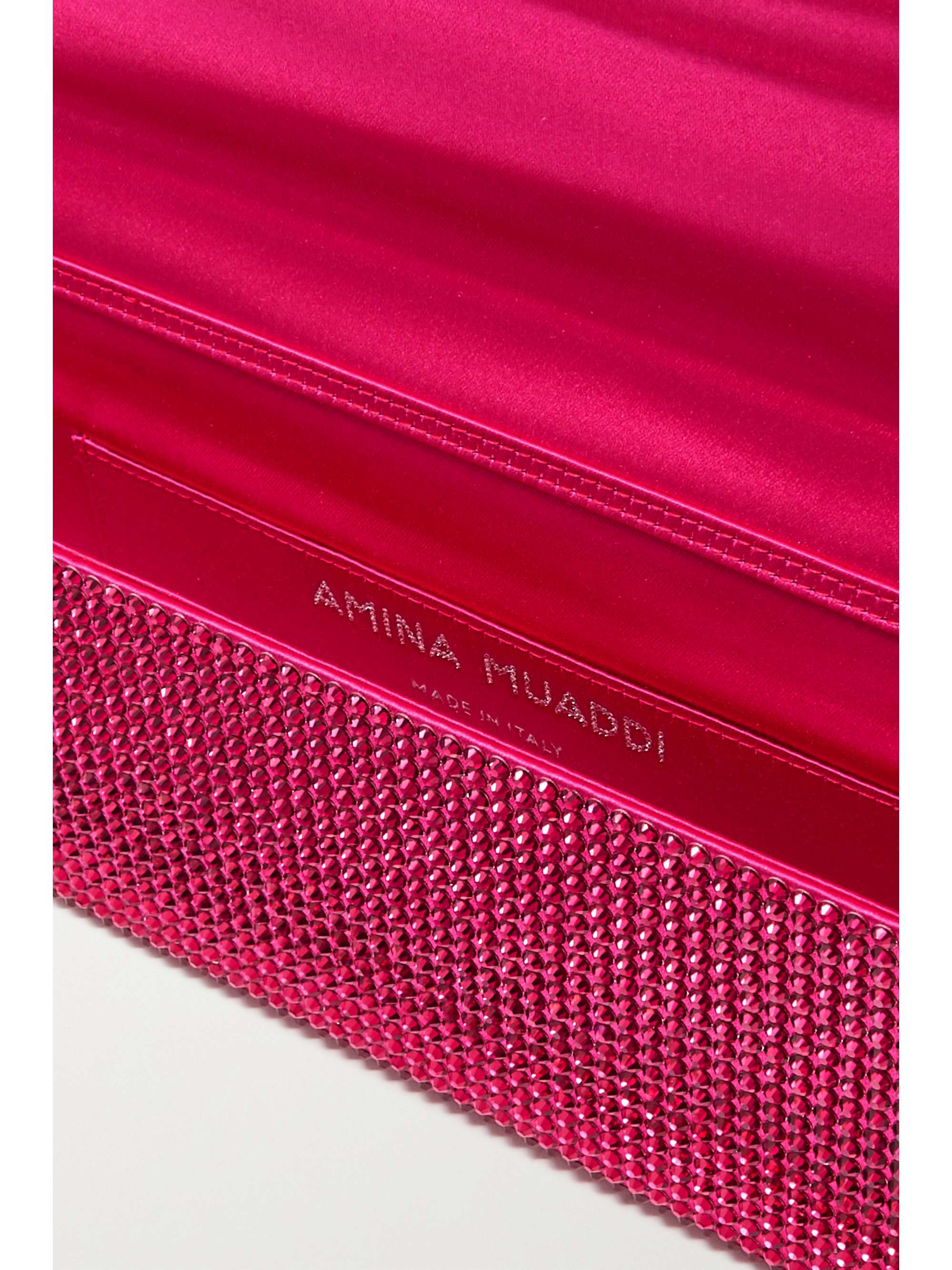 AMINA MUADDI Amini Paloma crystal-embellished satin clutch