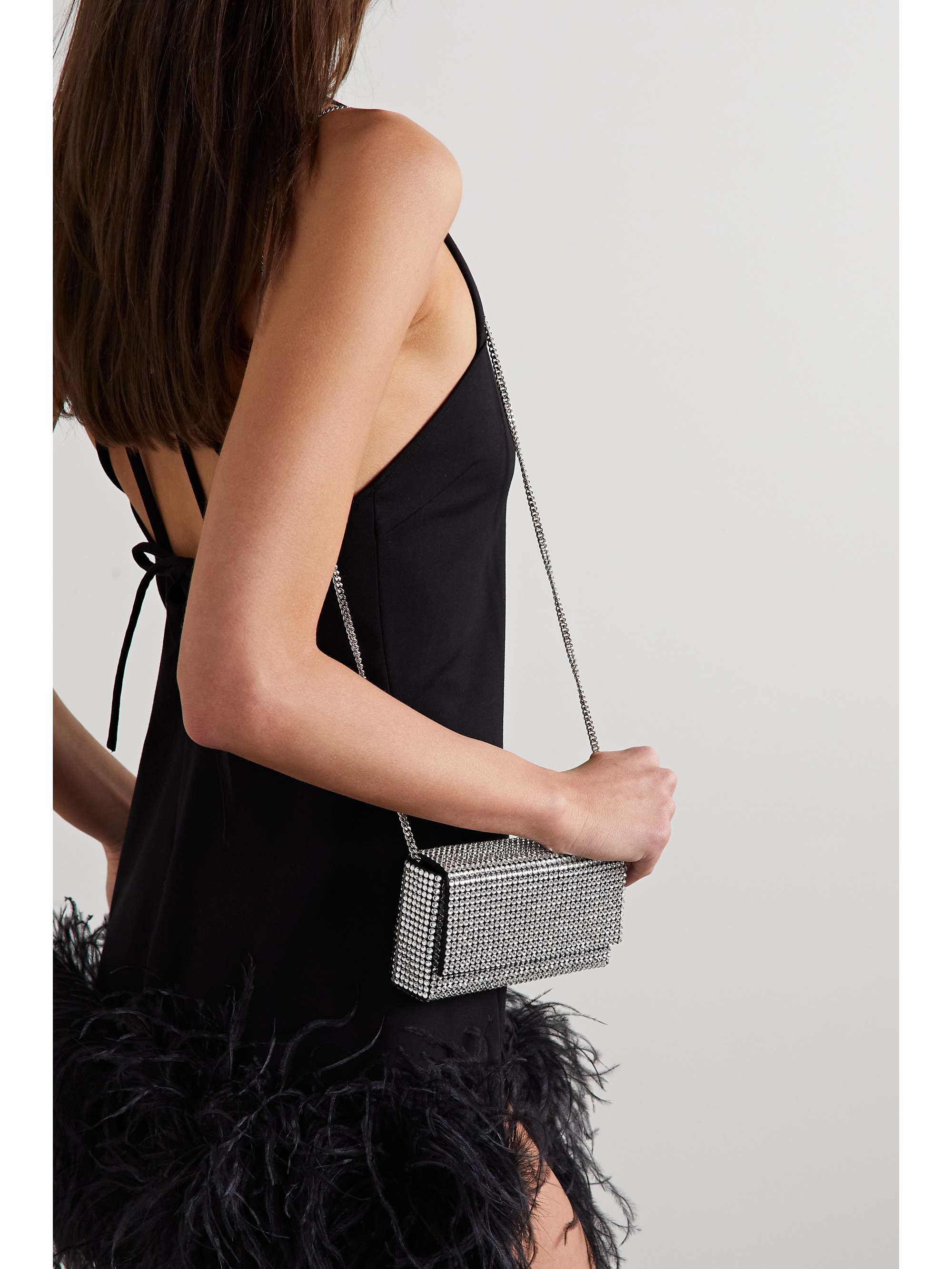 AMINA MUADDI Super Amini Paloma crystal-embellished satin clutch