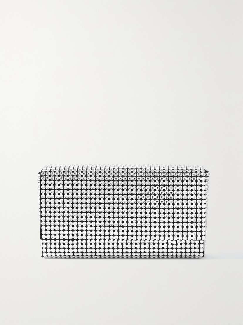 Amina Muaddi Super Amini Paloma Crystal-embellished Satin Clutch