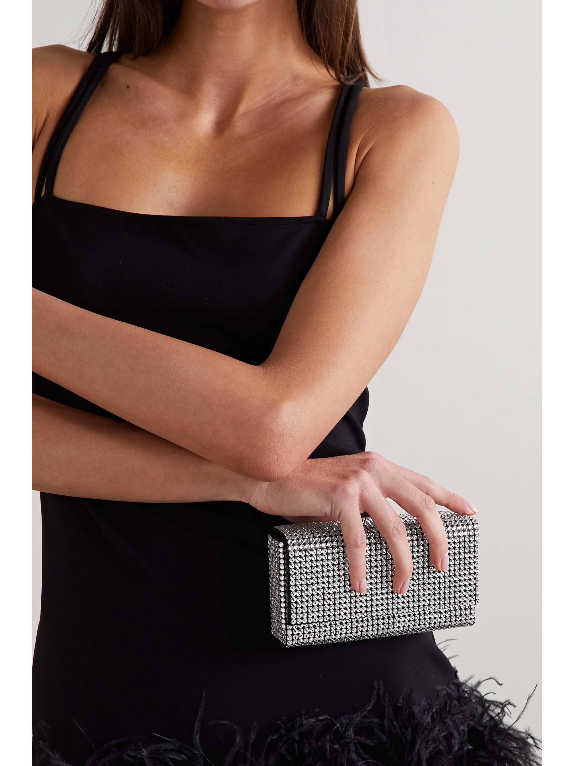 AMINA MUADDI Super Amini Paloma crystal-embellished satin clutch