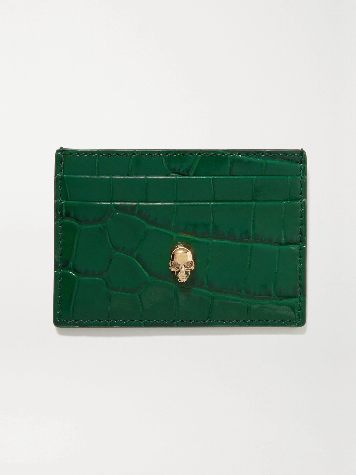 Alexander McQueen Skull Croc-effect Leather Cardholder