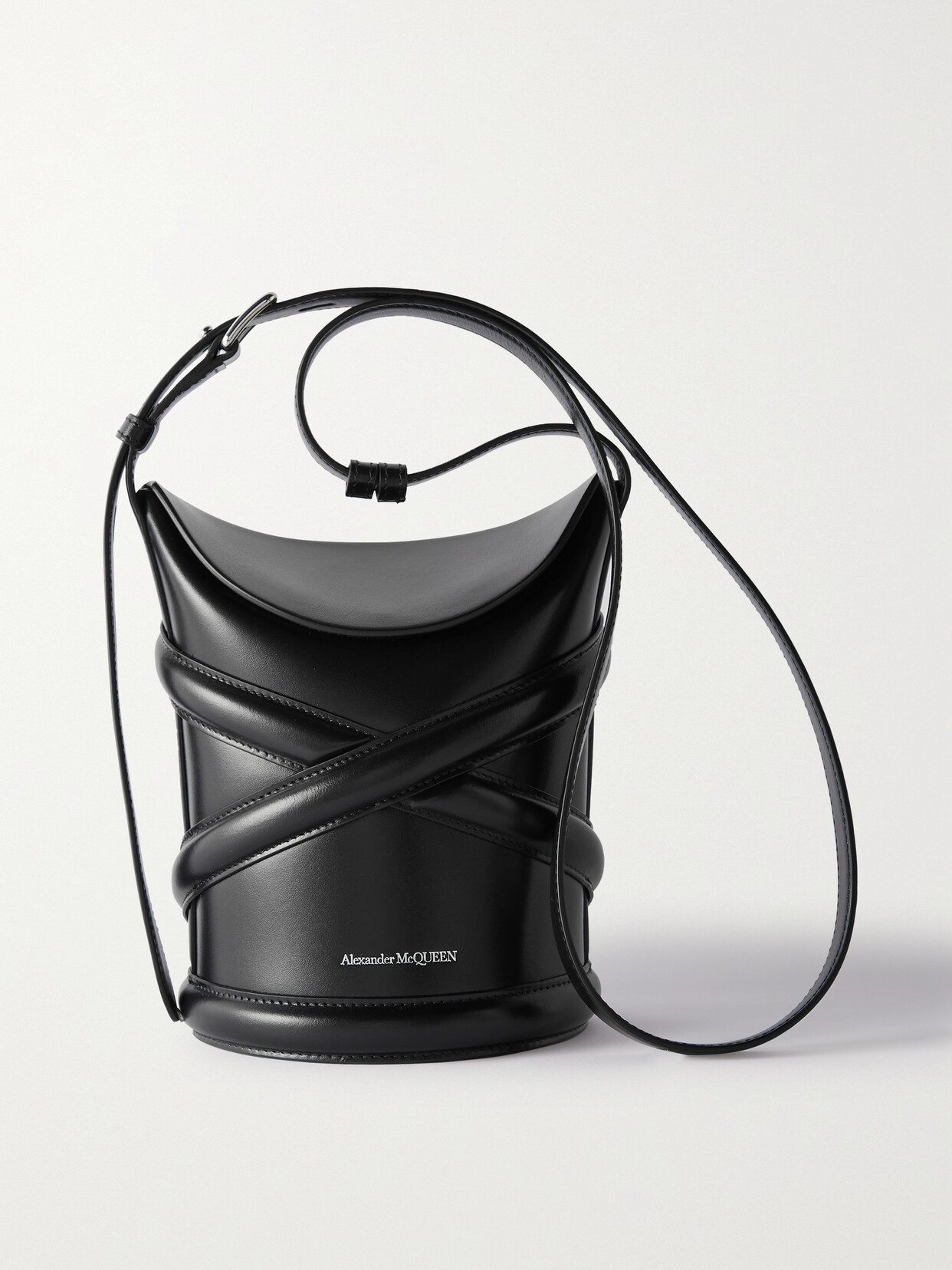 Alexander McQueen - The Curve Small Leather Bucket Bag - Black