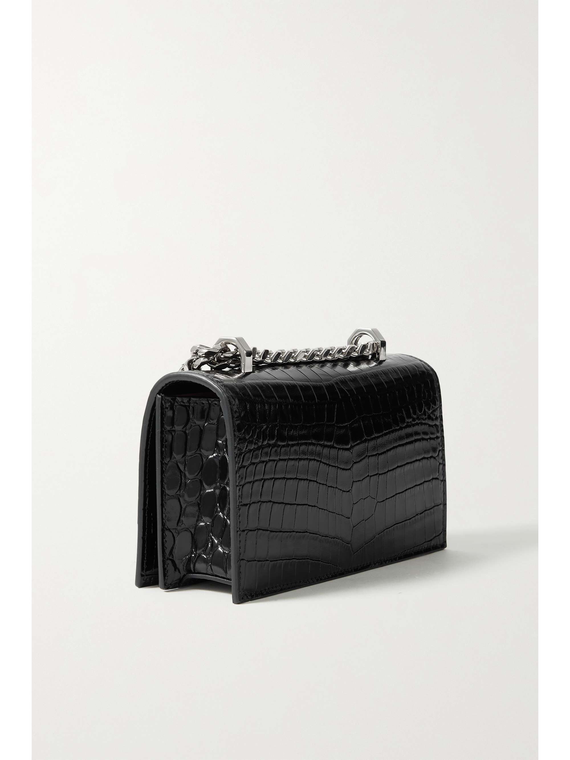 ALEXANDER MCQUEEN Jewelled Satchel embellished croc-effect leather shoulder bag