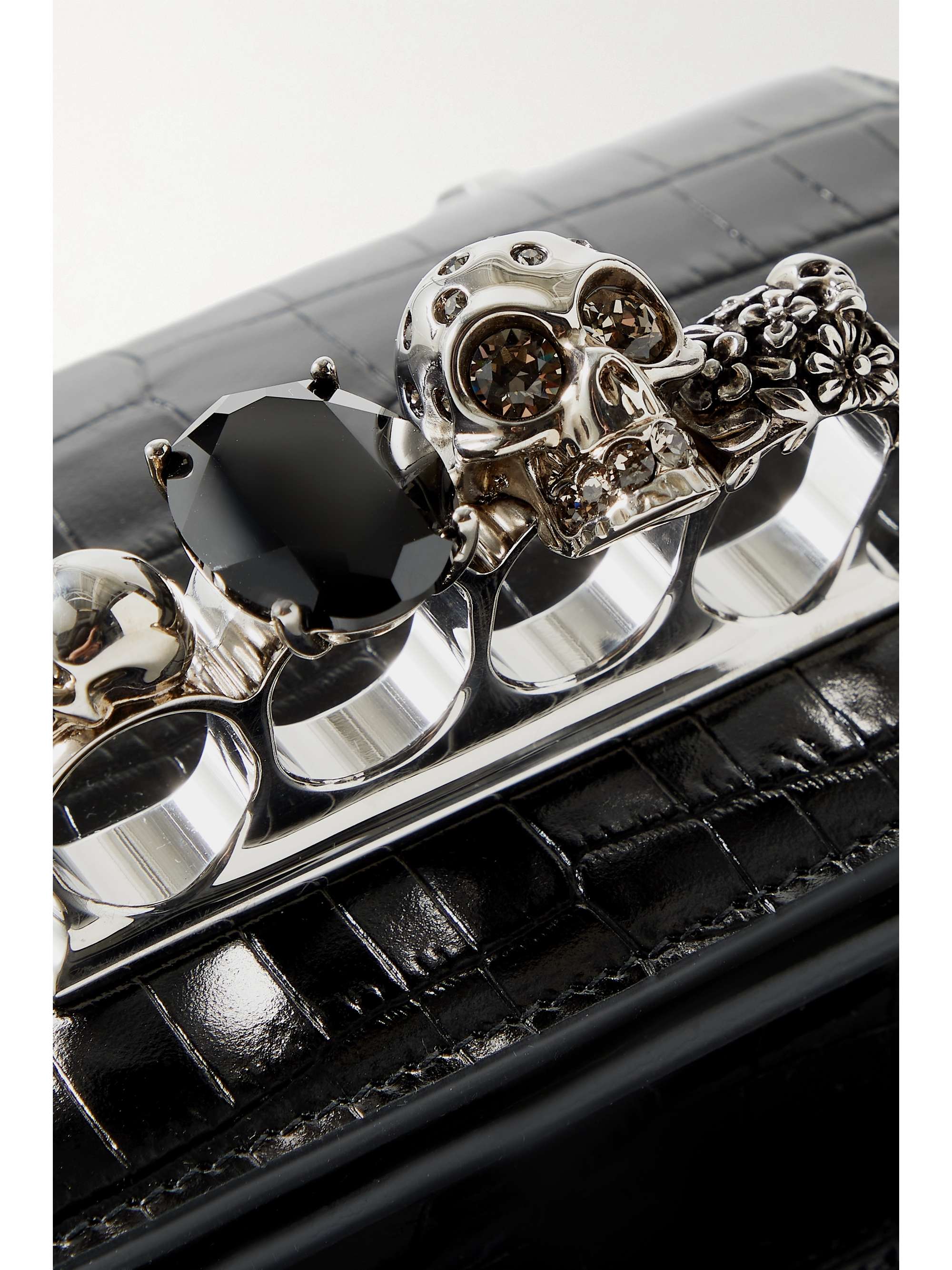 ALEXANDER MCQUEEN Jewelled Satchel embellished croc-effect leather shoulder bag