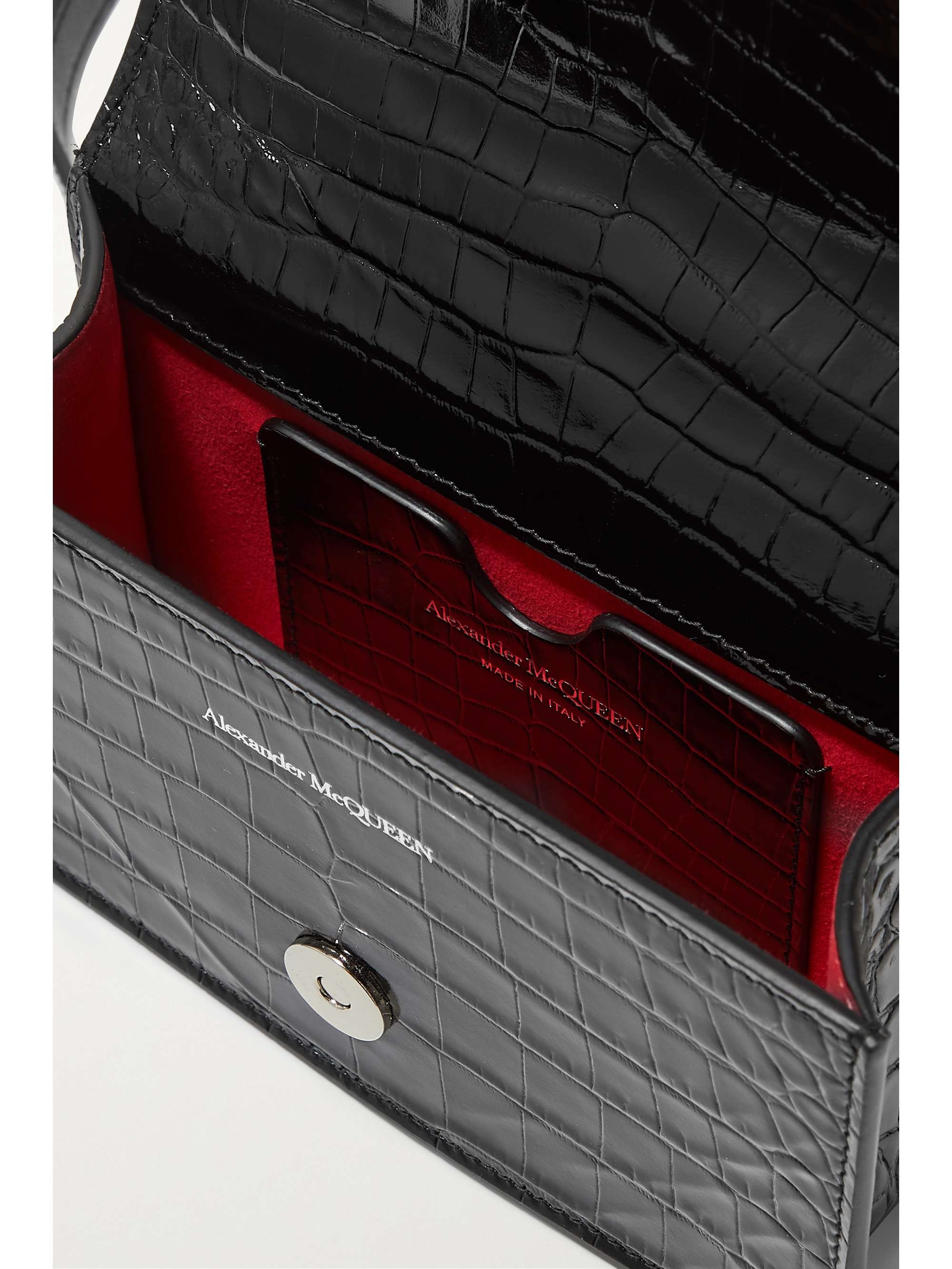 ALEXANDER MCQUEEN Jewelled Satchel embellished croc-effect leather shoulder bag