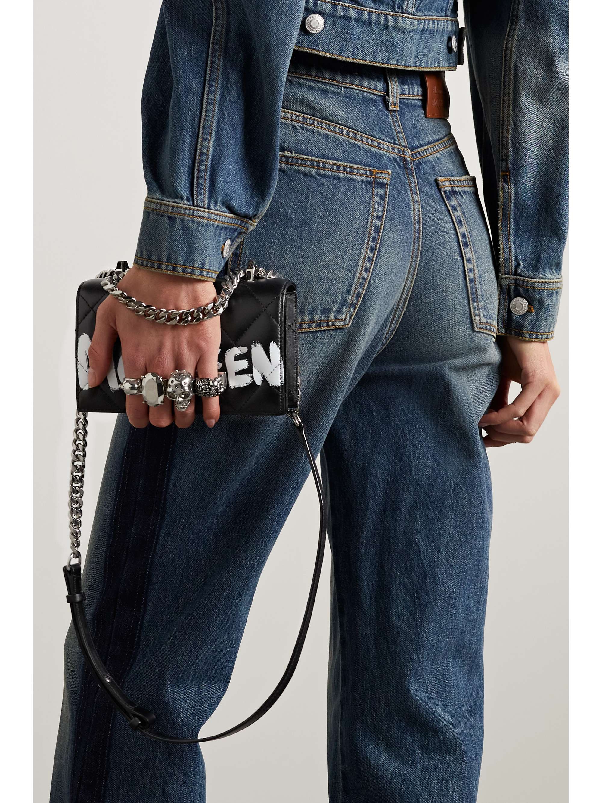 ALEXANDER MCQUEEN Jewelled Satchel embellished quilted leather shoulder