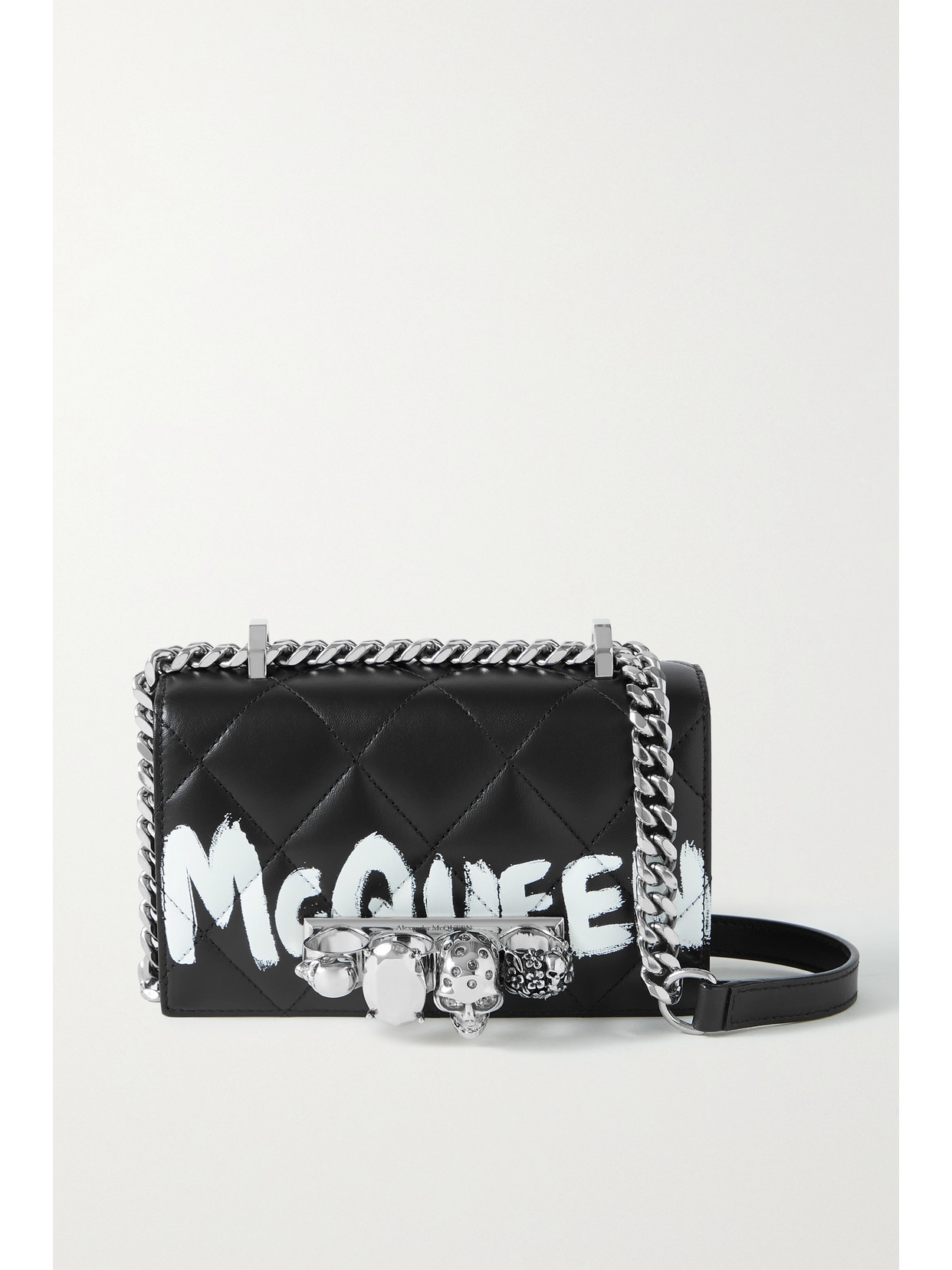 Alexander McQueen - Jewelled Satchel Embellished Quilted Leather Shoulder Bag - Black