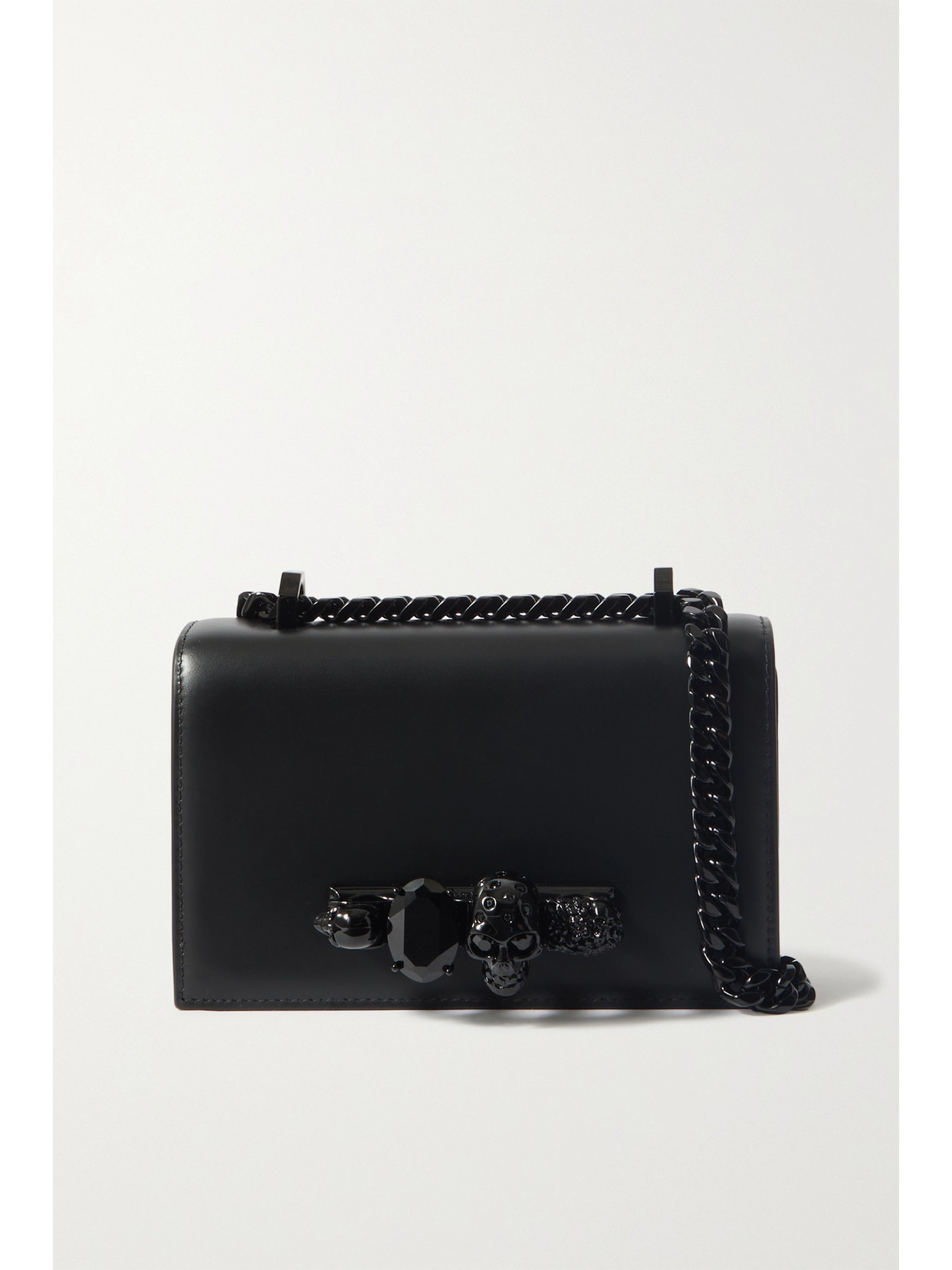 Alexander McQueen - Jewelled Mini Embellished Leather Shoulder Bag - Black