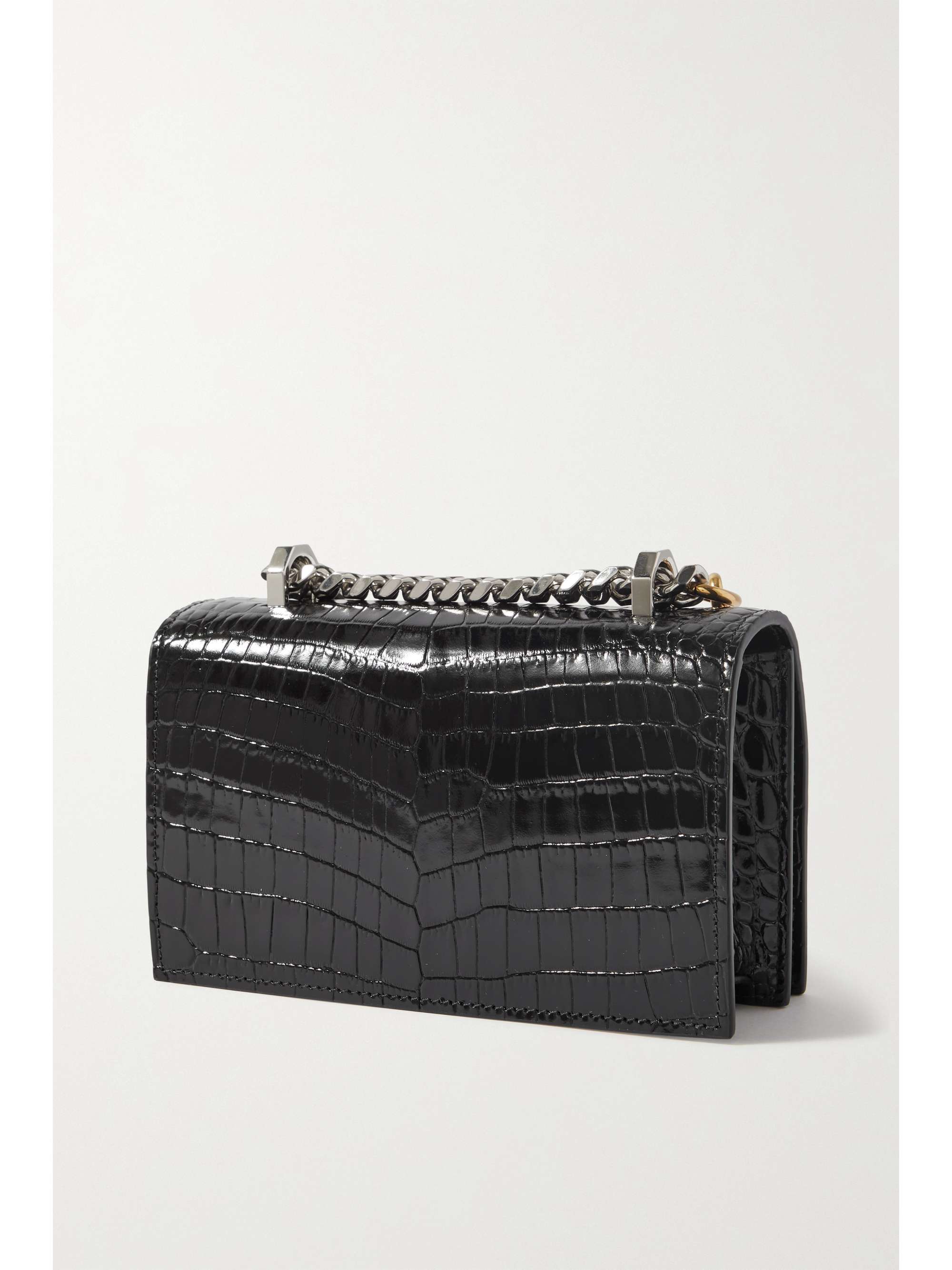 MCQUEEN Embellished croc-effect leather shoulder bag