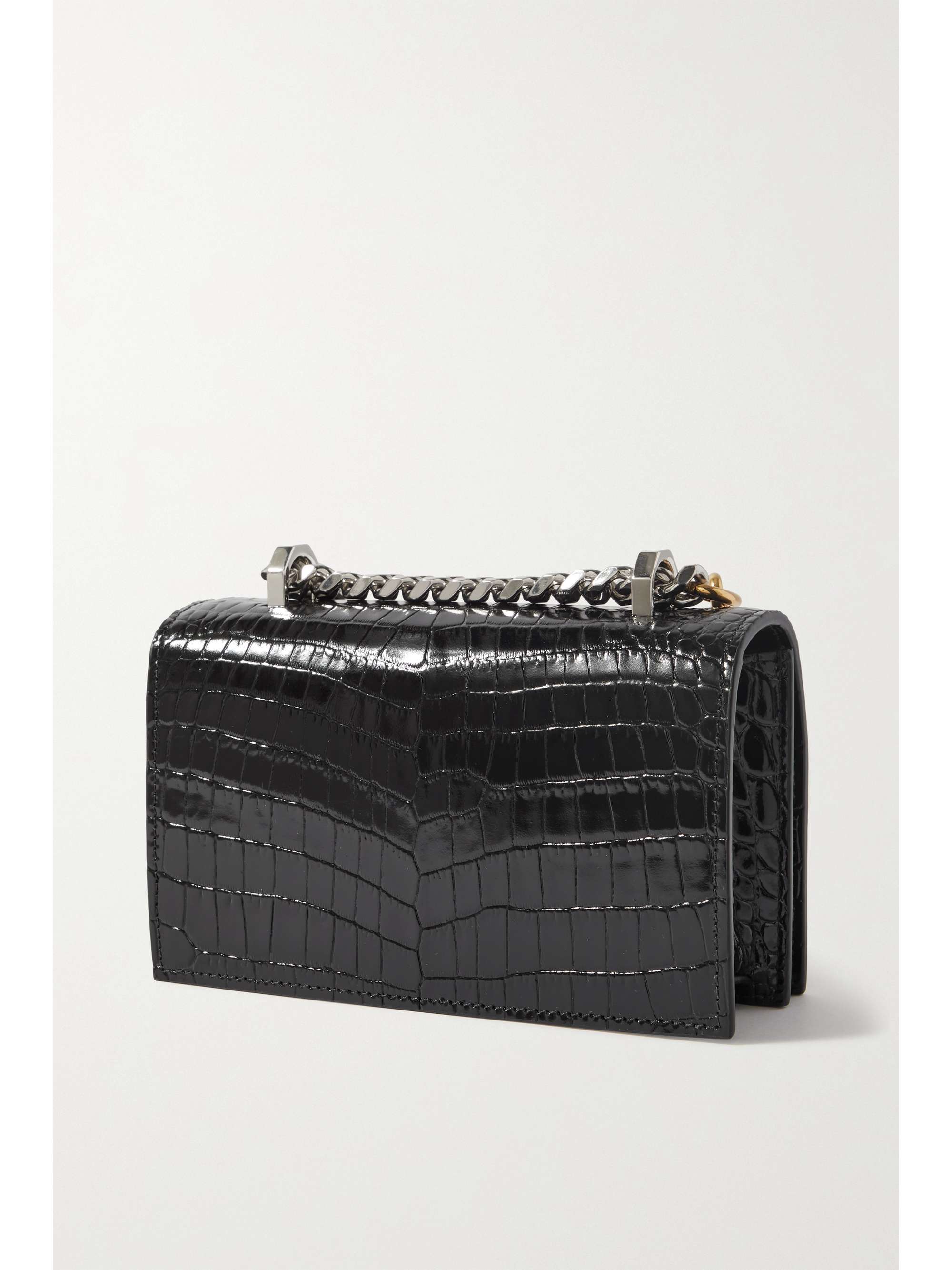 ALEXANDER MCQUEEN Embellished croc-effect leather shoulder bag | NET-A ...