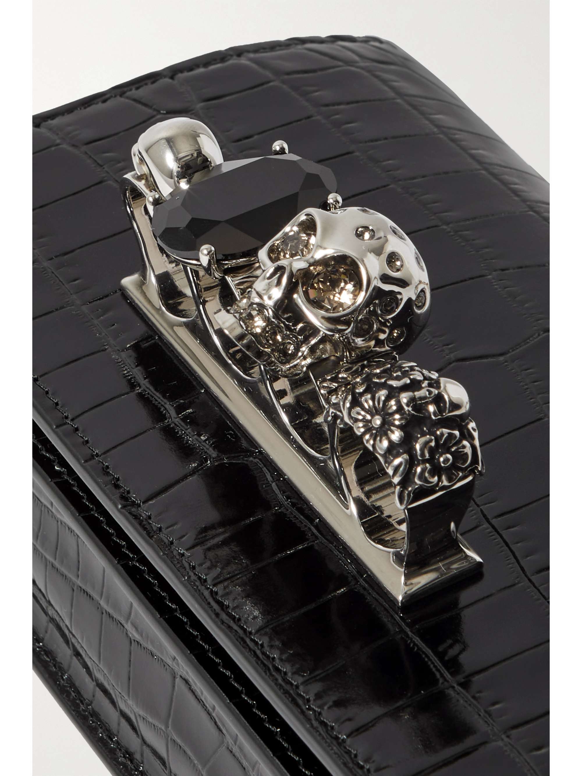 MCQUEEN Embellished croc-effect leather shoulder bag