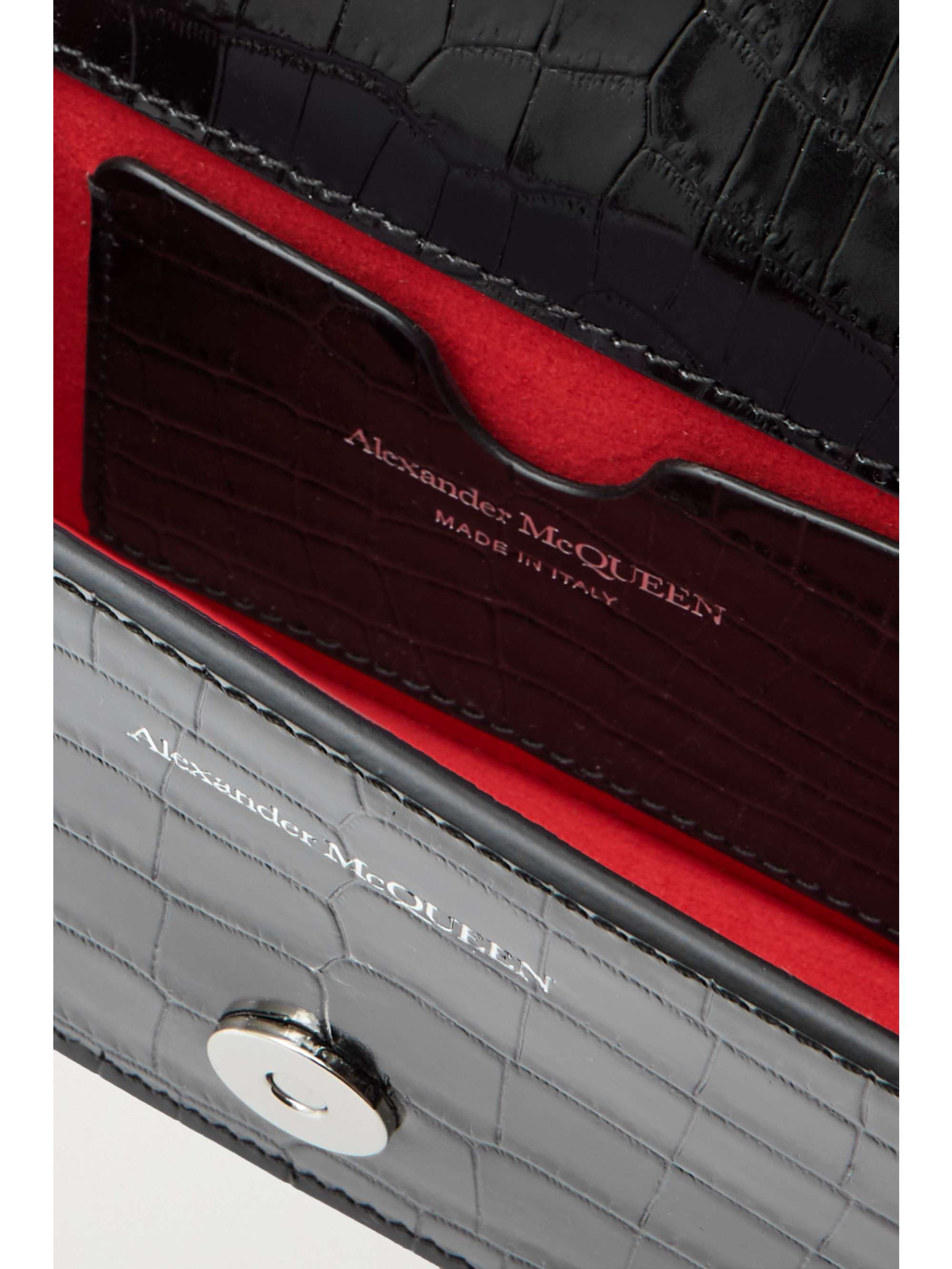 MCQUEEN Embellished croc-effect leather shoulder bag
