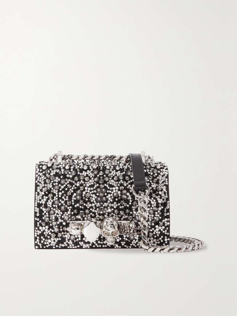 McQueen Jewelled Satchel Mini Embellished Suede Shoulder Bag