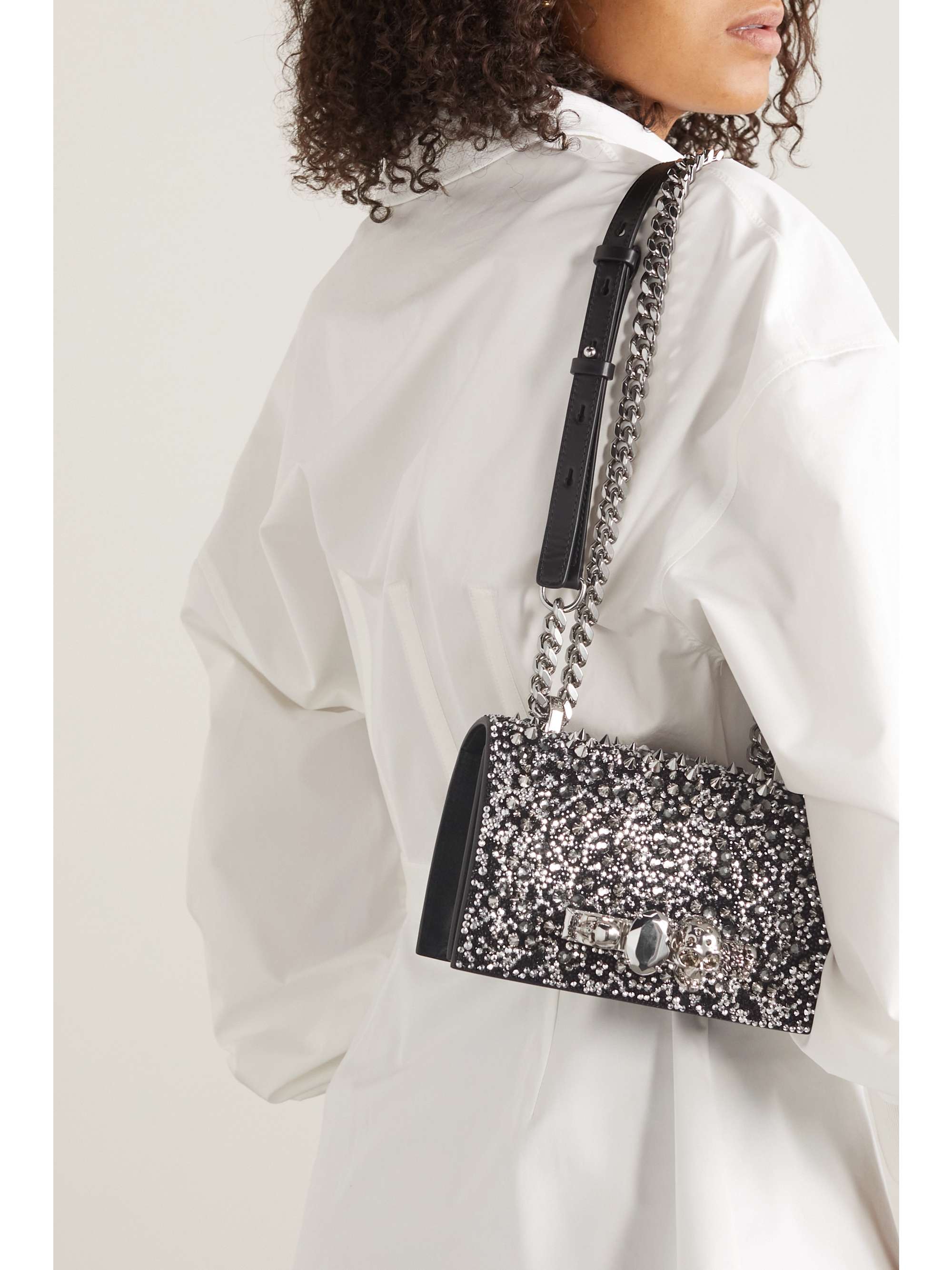 MCQUEEN Jewelled Satchel mini embellished leather shoulder bag