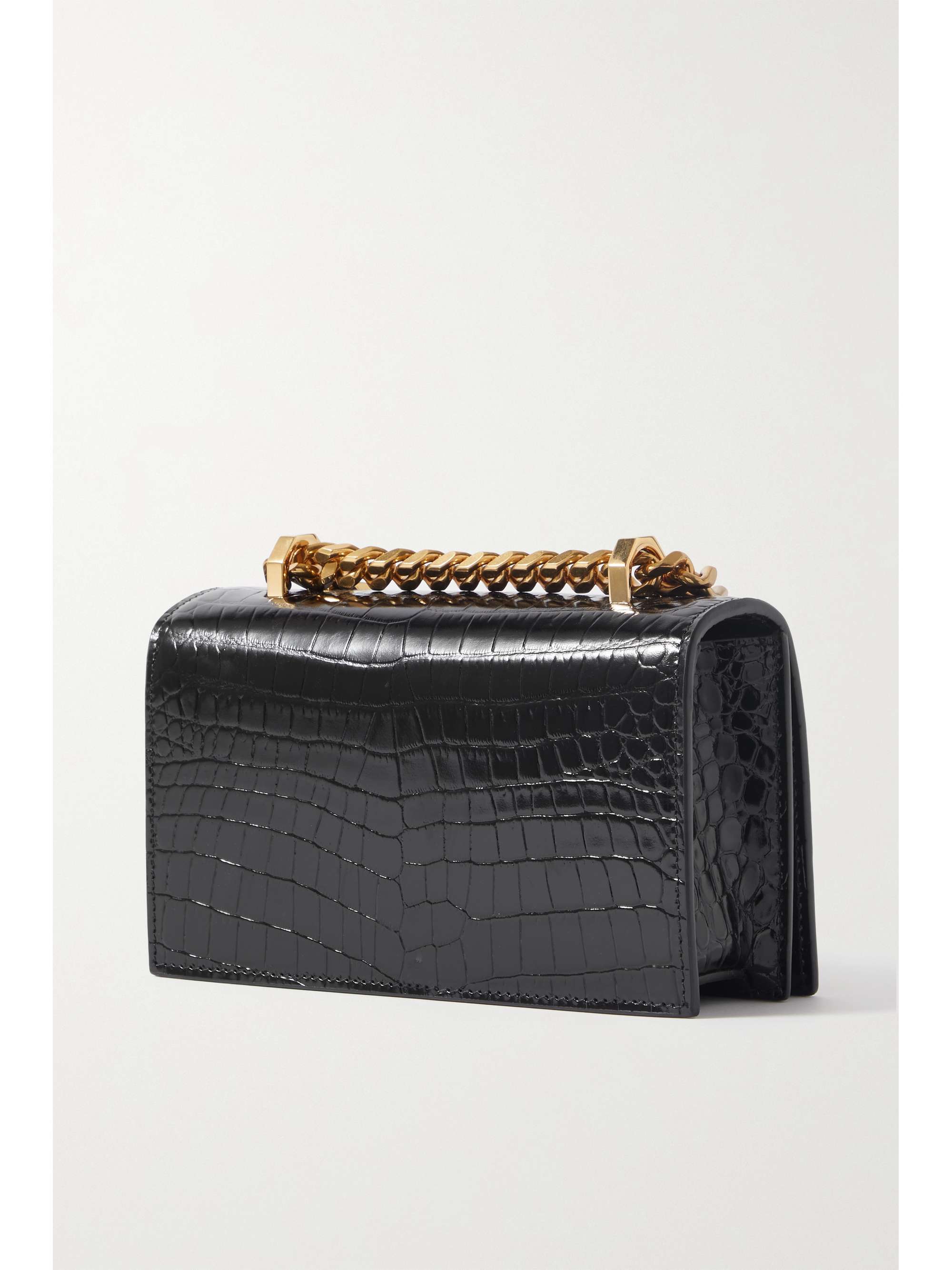 ALEXANDER MCQUEEN Jewelled Satchel embellished croc-effect leather shoulder bag