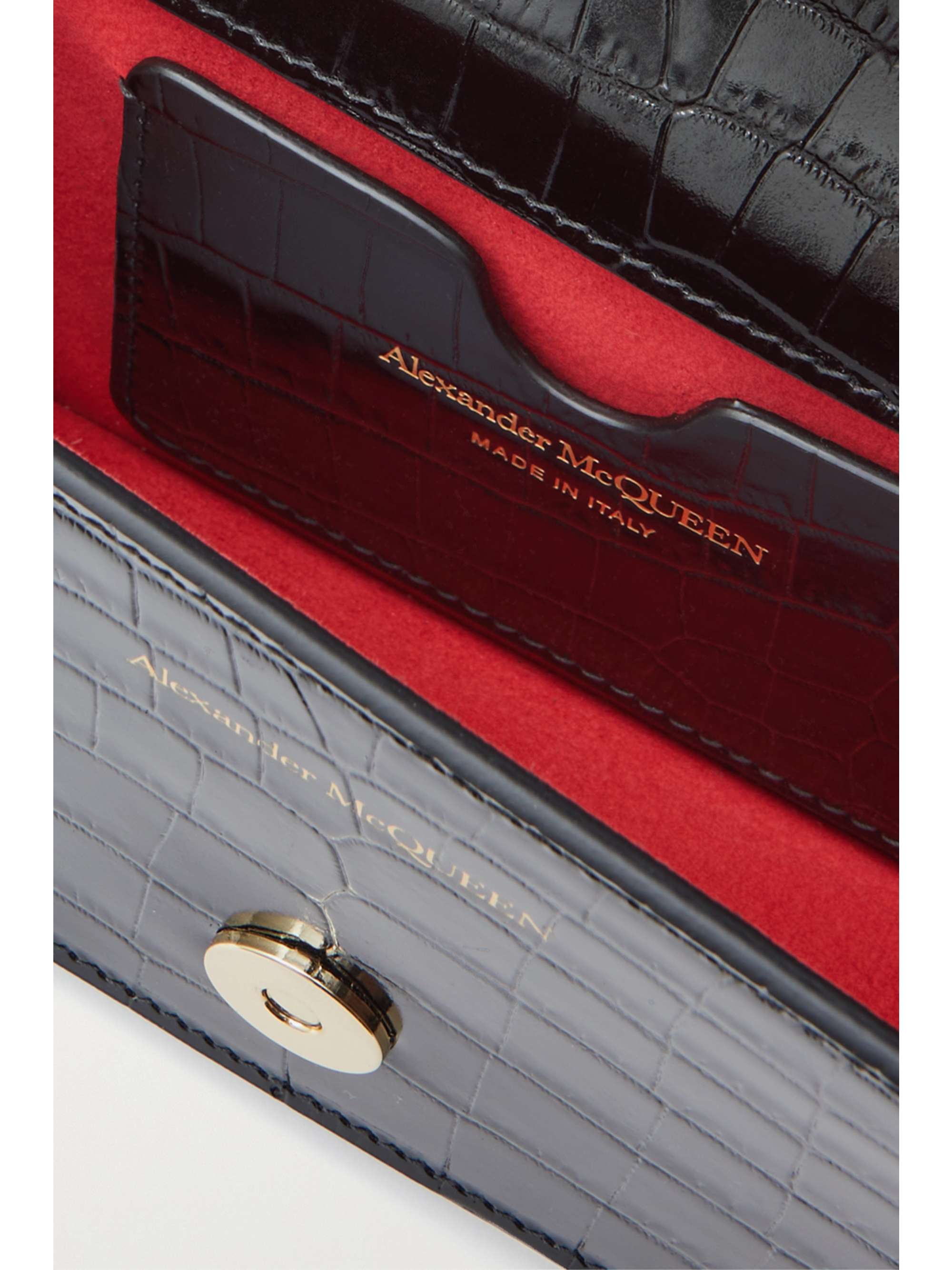 ALEXANDER MCQUEEN Jewelled Satchel embellished croc-effect leather shoulder bag