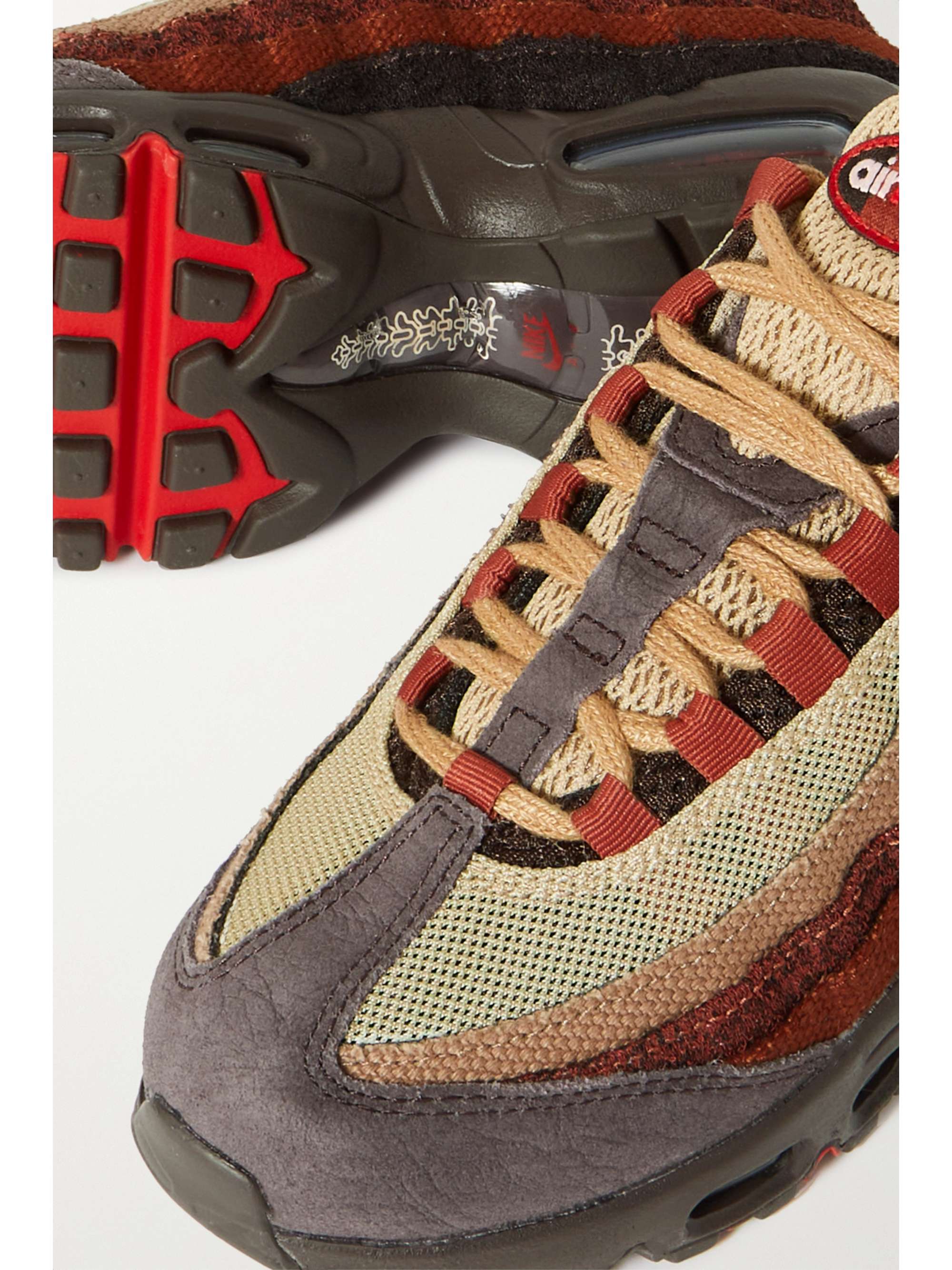 NIKE Air Max 95 Anatomy mesh, canvas and faux suede sneakers