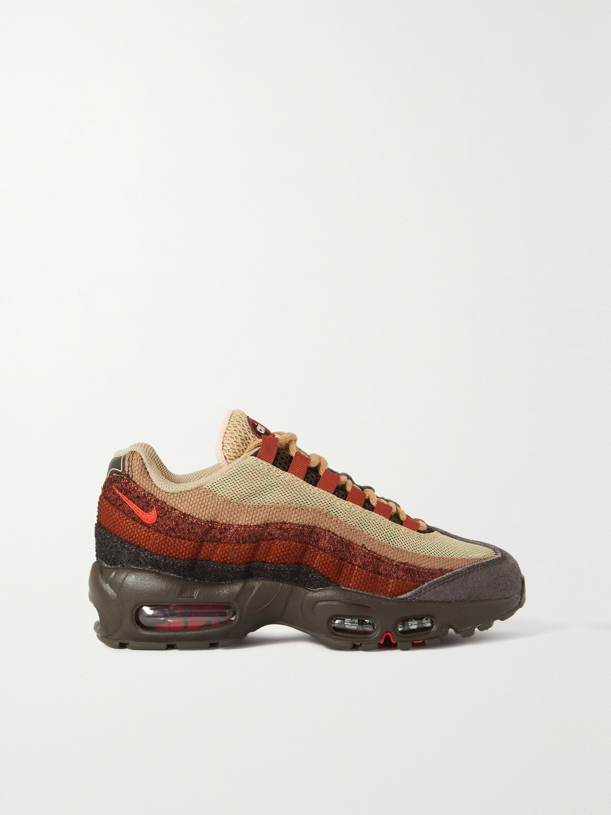 Nike - Air Max 95 Anatomy Mesh, Canvas And Faux Suede Sneakers - Brown