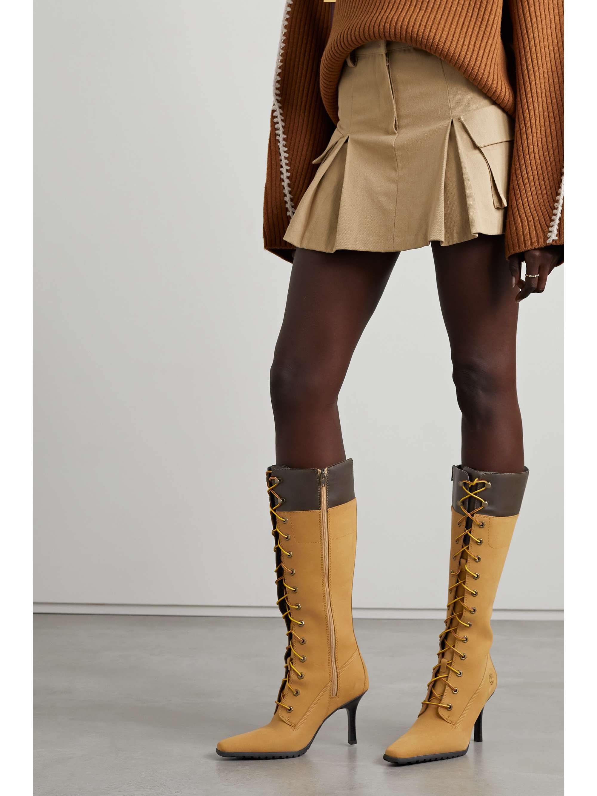 TIMBERLAND Veneda leather-trimmed nubuck knee boots | NET-A-PORTER