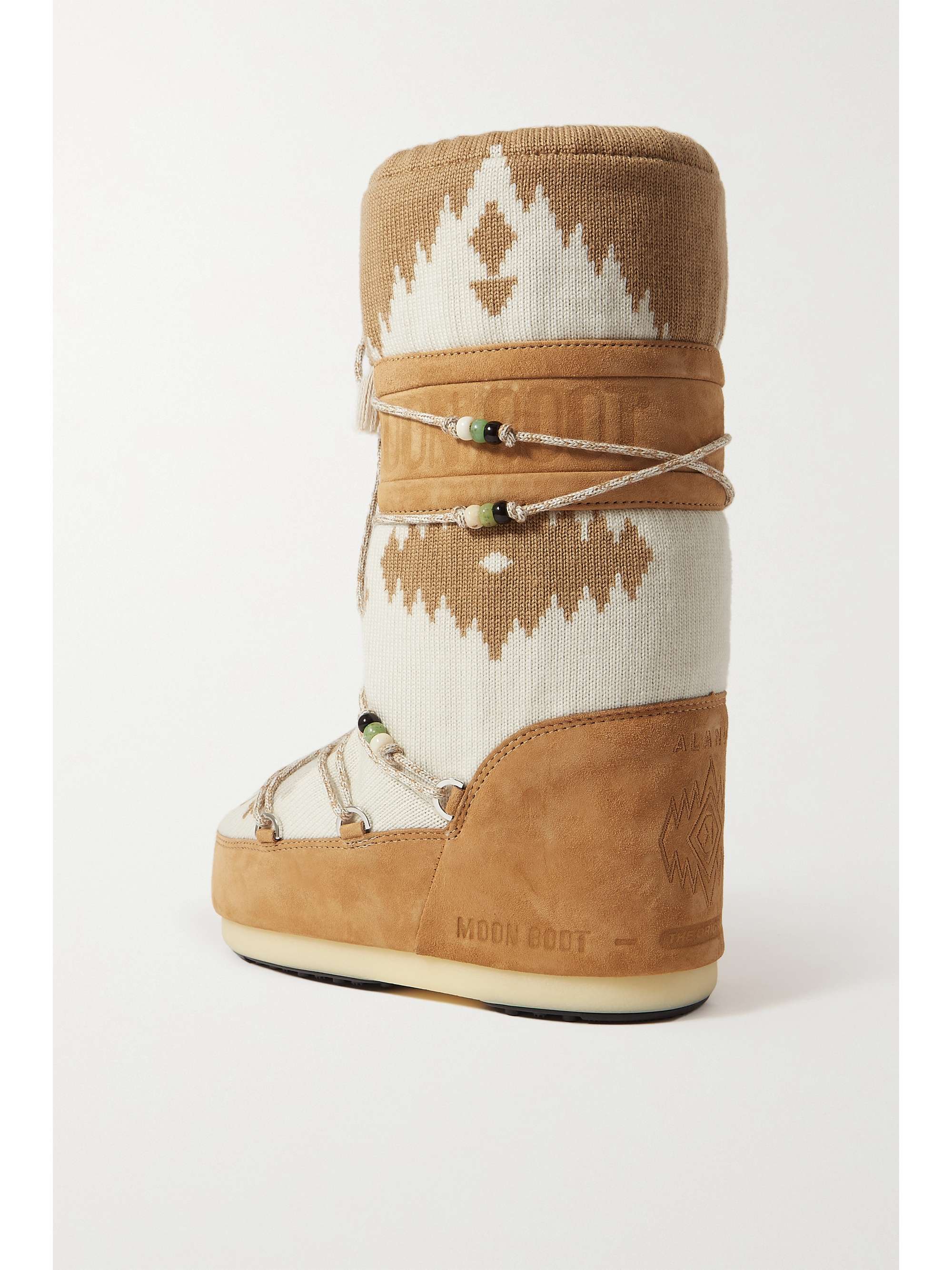 ALANUI + Moon Boot embellished wool-jacquard and suede snow boots