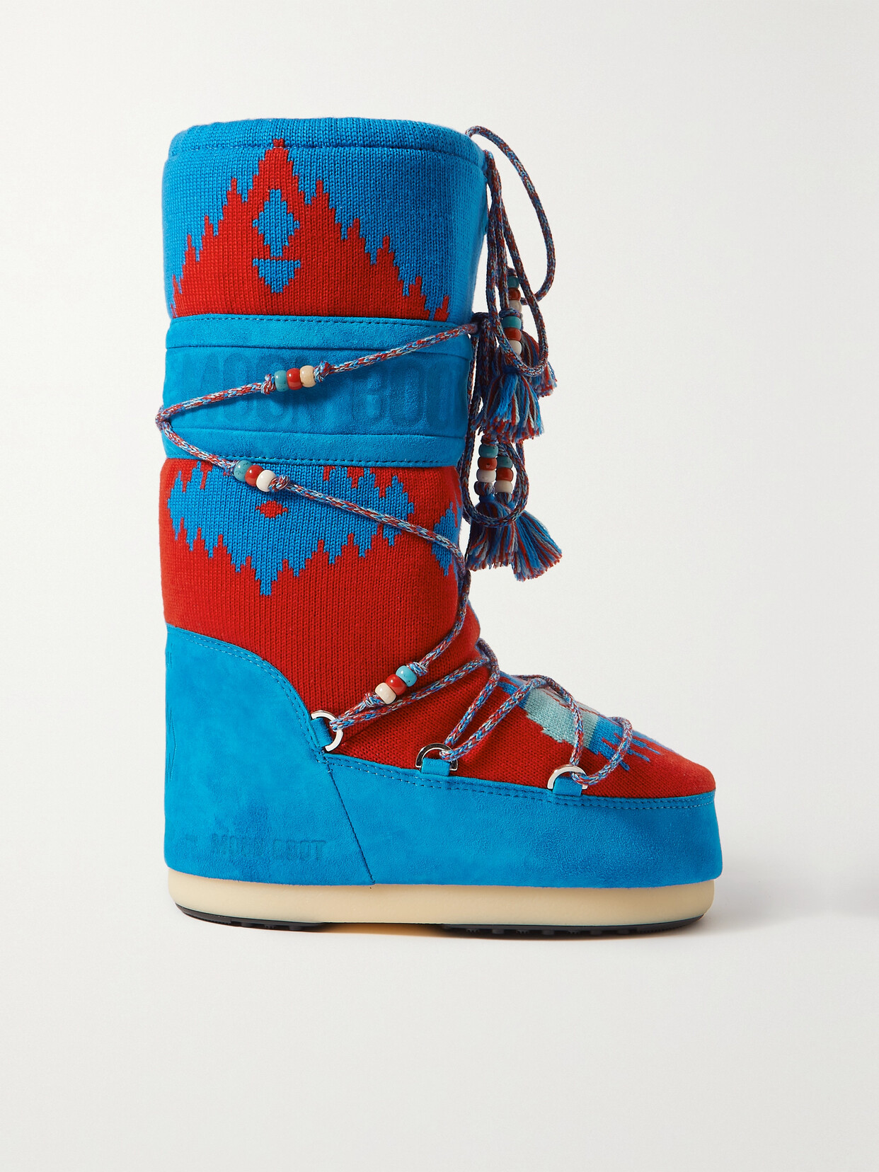 Alanui - + Moon Boot Embellished Wool-jacquard And Suede Snow Boots - Red