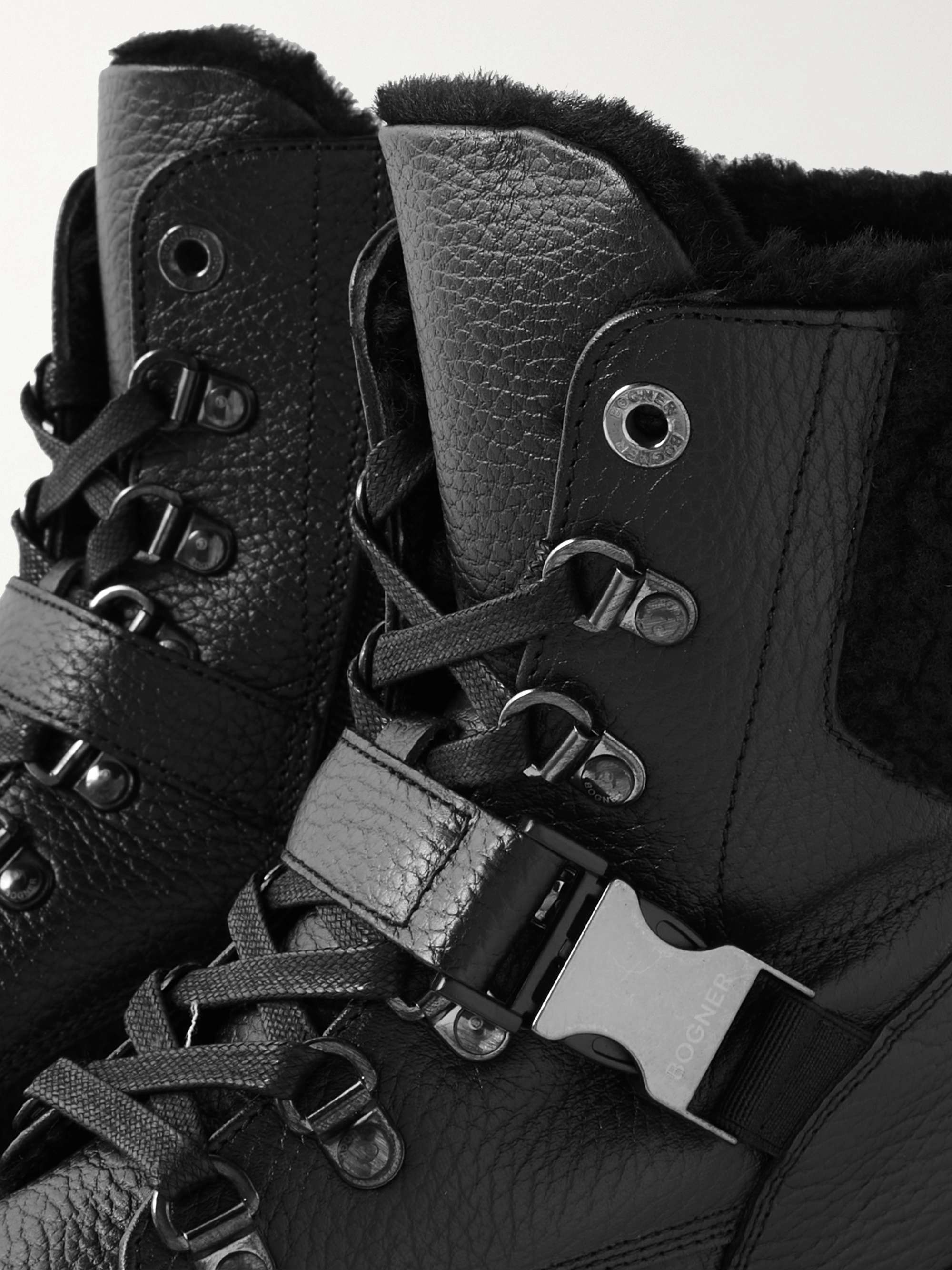BOGNER St. Moritz buckled shearling-lined textured-leather ankle boots