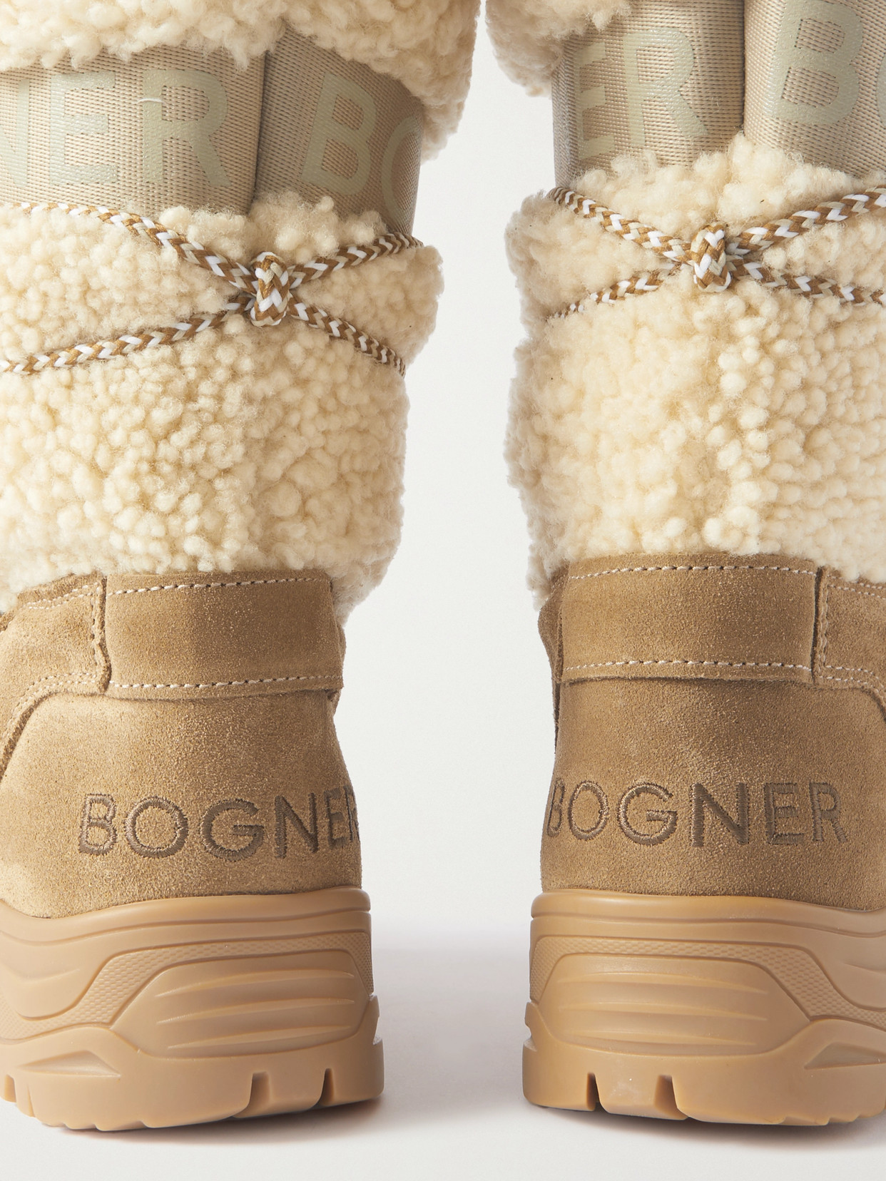 Shop Bogner Alta Badia 2 B Shearling And Suede Snow Boots In Neutrals