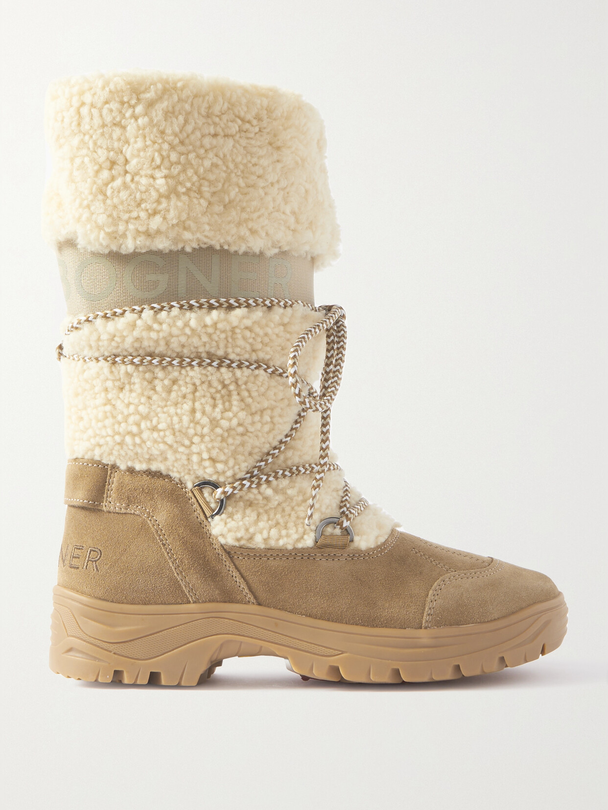 Shop Bogner Alta Badia 2 B Shearling And Suede Snow Boots In Neutrals