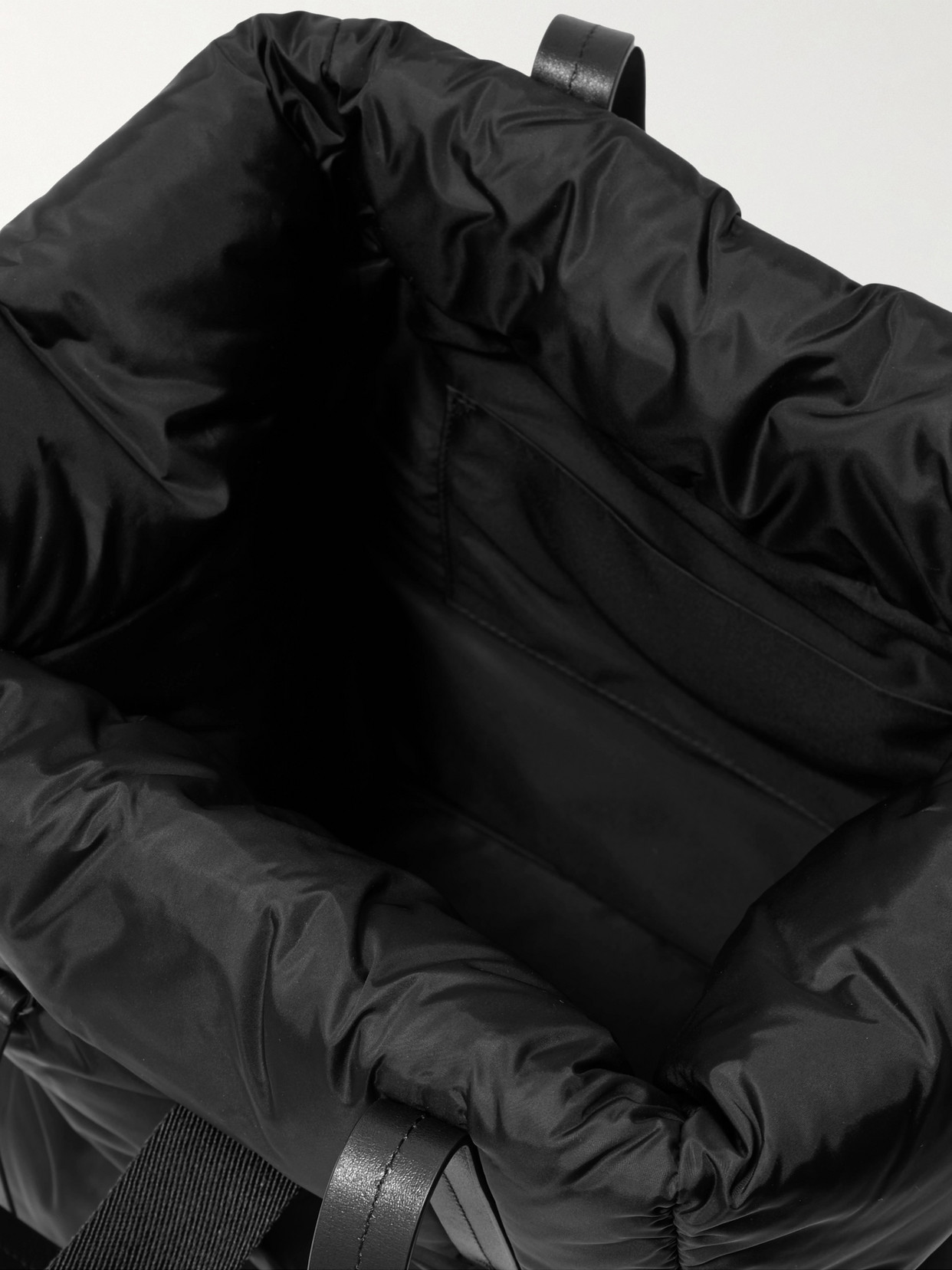 Moncler Xander Large Leather-trimmed Quilted Shell Down Tote In Black