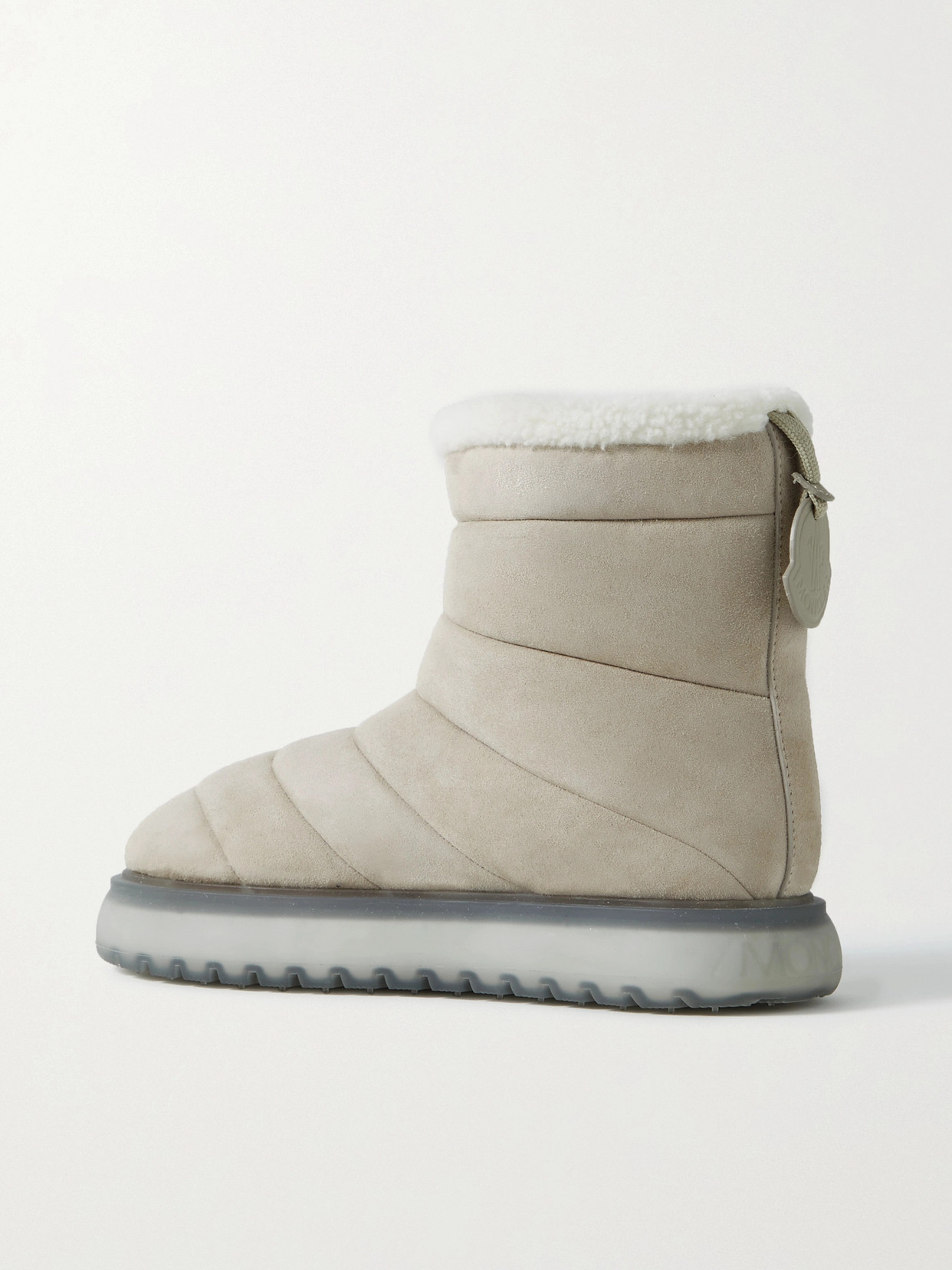 Shop Moncler Hermosa Shearling-lined Suede Ankle Boots In Neutrals