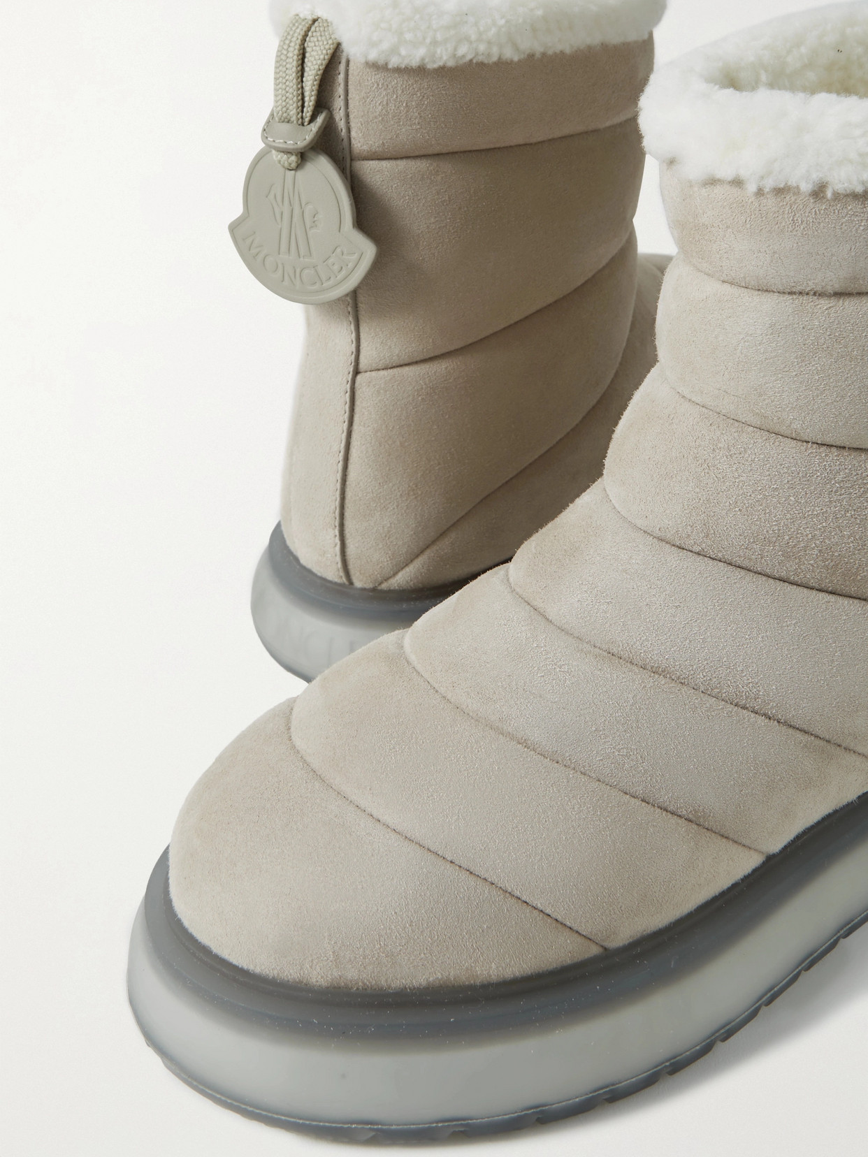 Shop Moncler Hermosa Shearling-lined Suede Ankle Boots In Neutrals