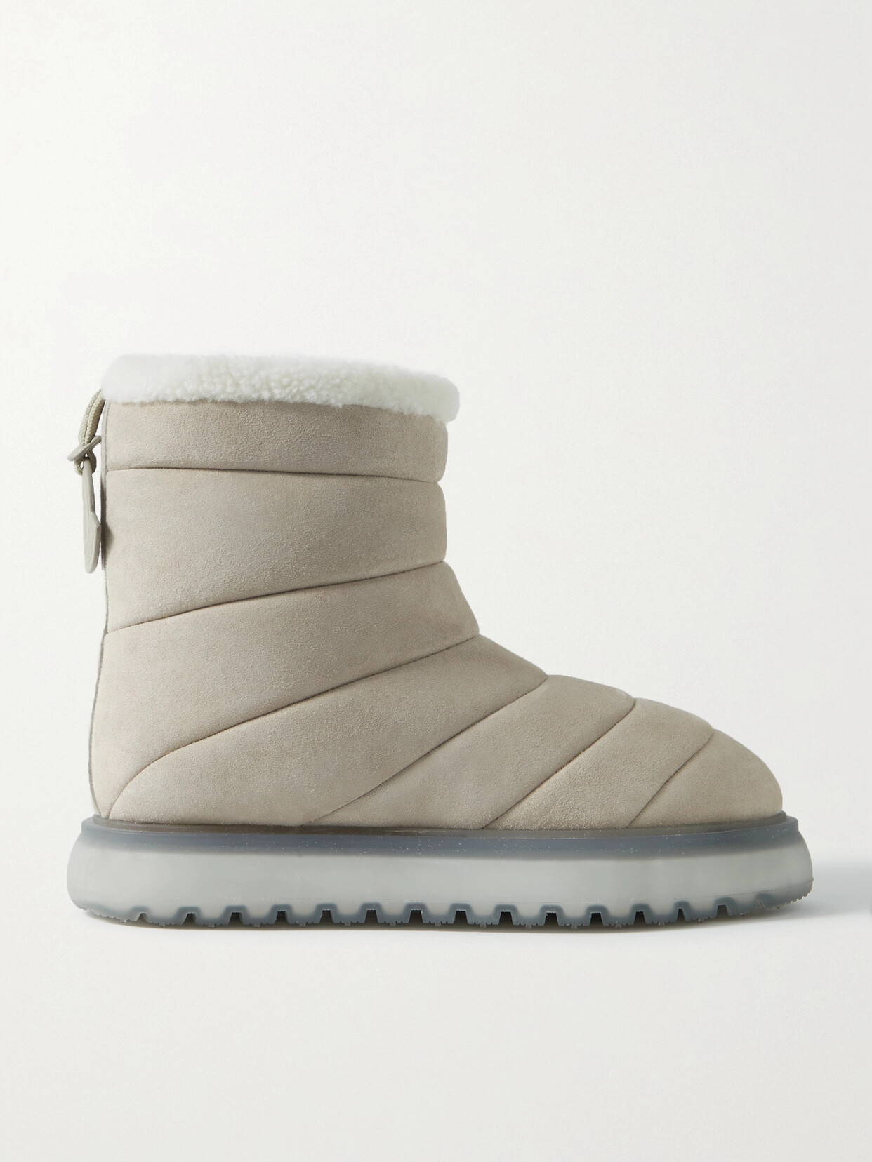 Shop Moncler Hermosa Shearling-lined Suede Ankle Boots In Neutrals