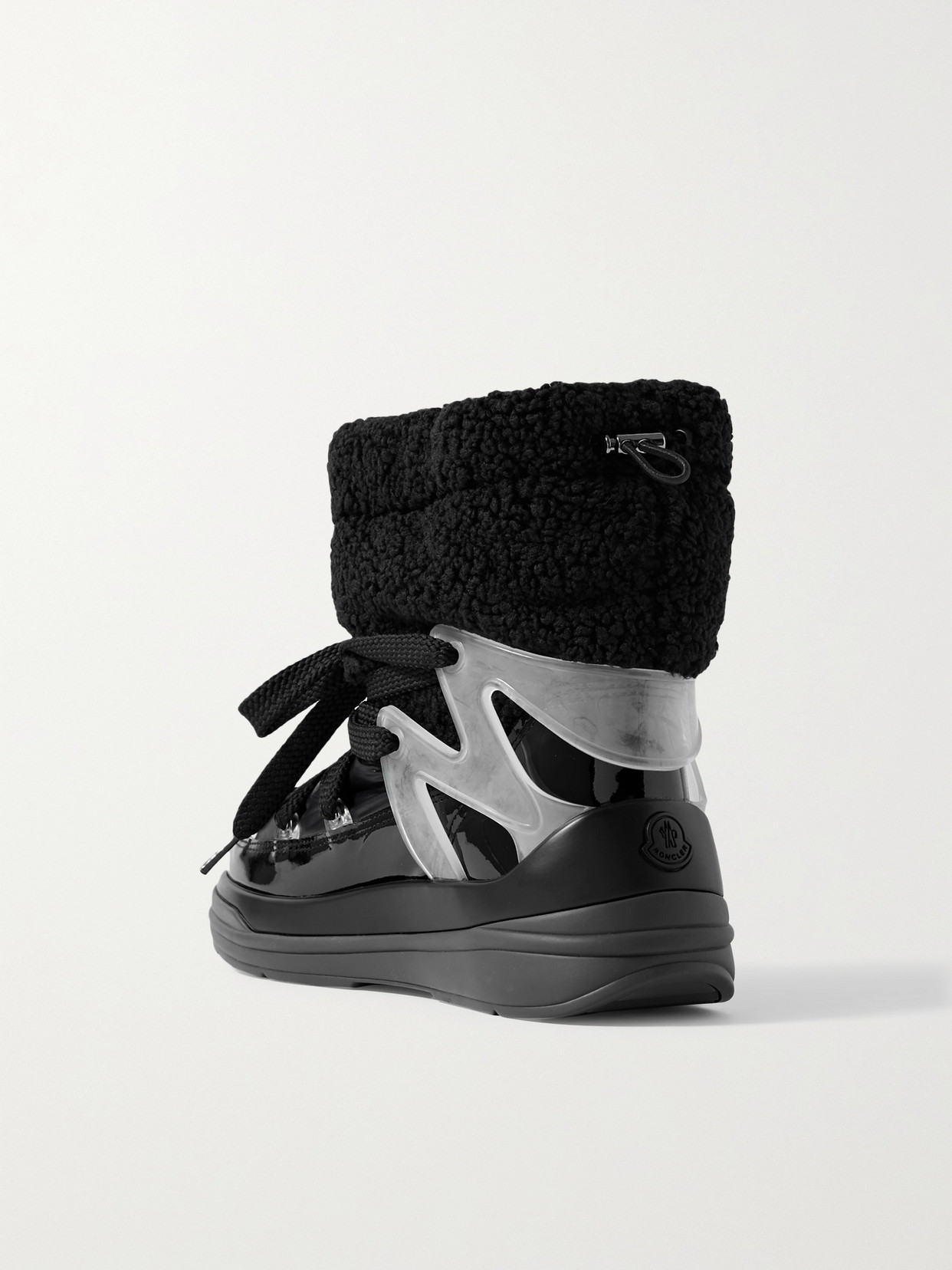 Shop Moncler Insolux M Rubber-trimmed Fleece, Shell And Patent-leather Snow Boots In Black