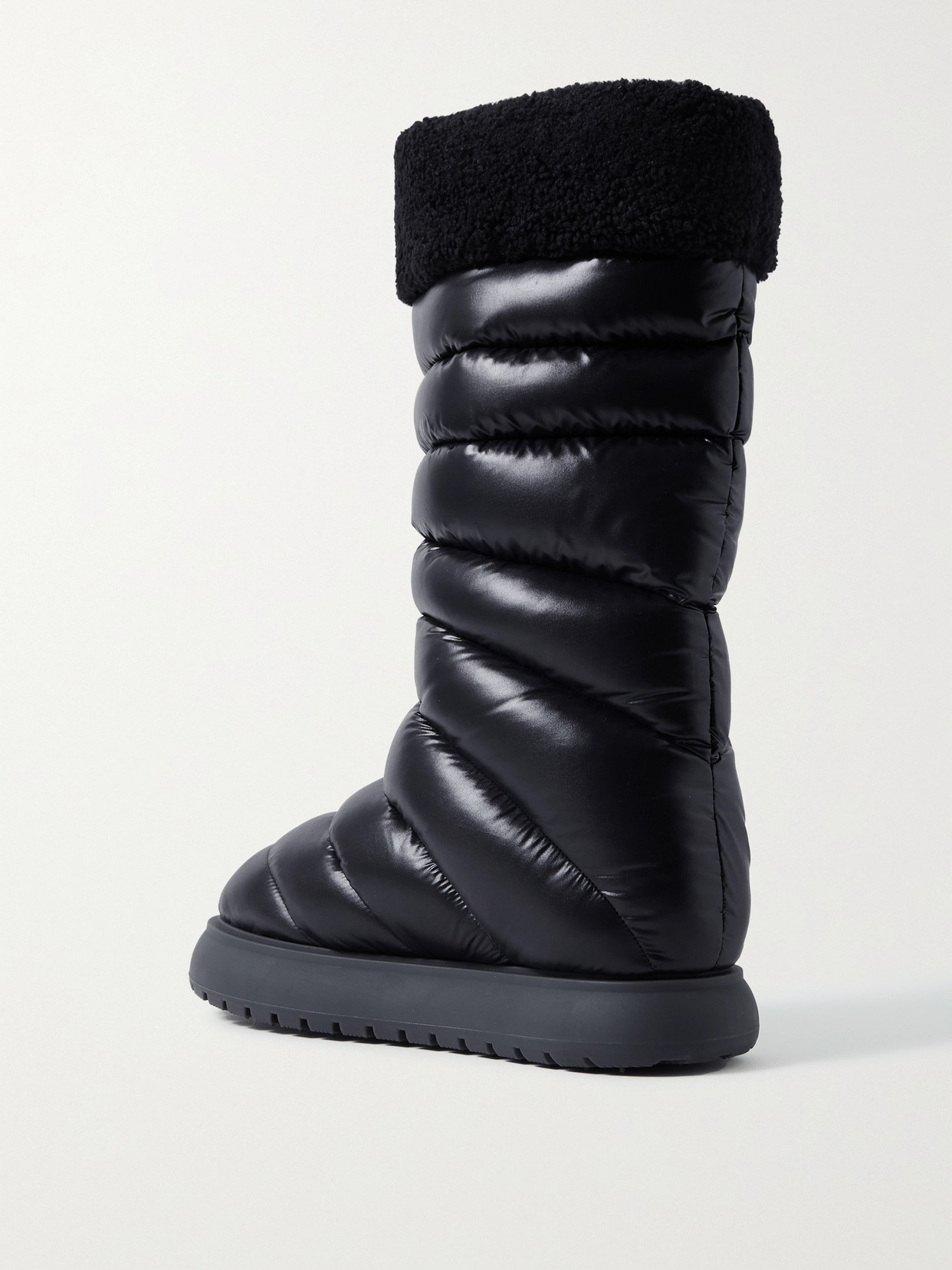 Shop Moncler Gaia Fleece-trimmed Quilted Shell Boots In Black