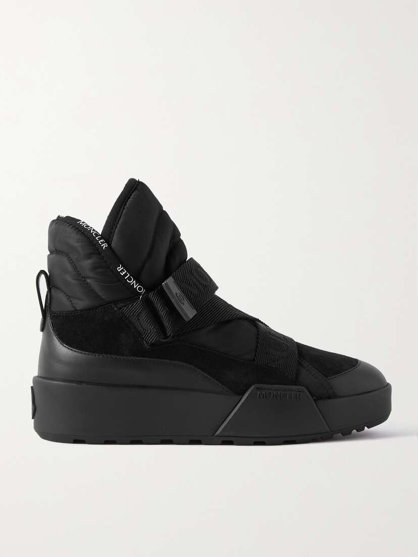 Moncler Cross Promyx Suede-trimmed Quilted Shell And Leather High-top Sneakers