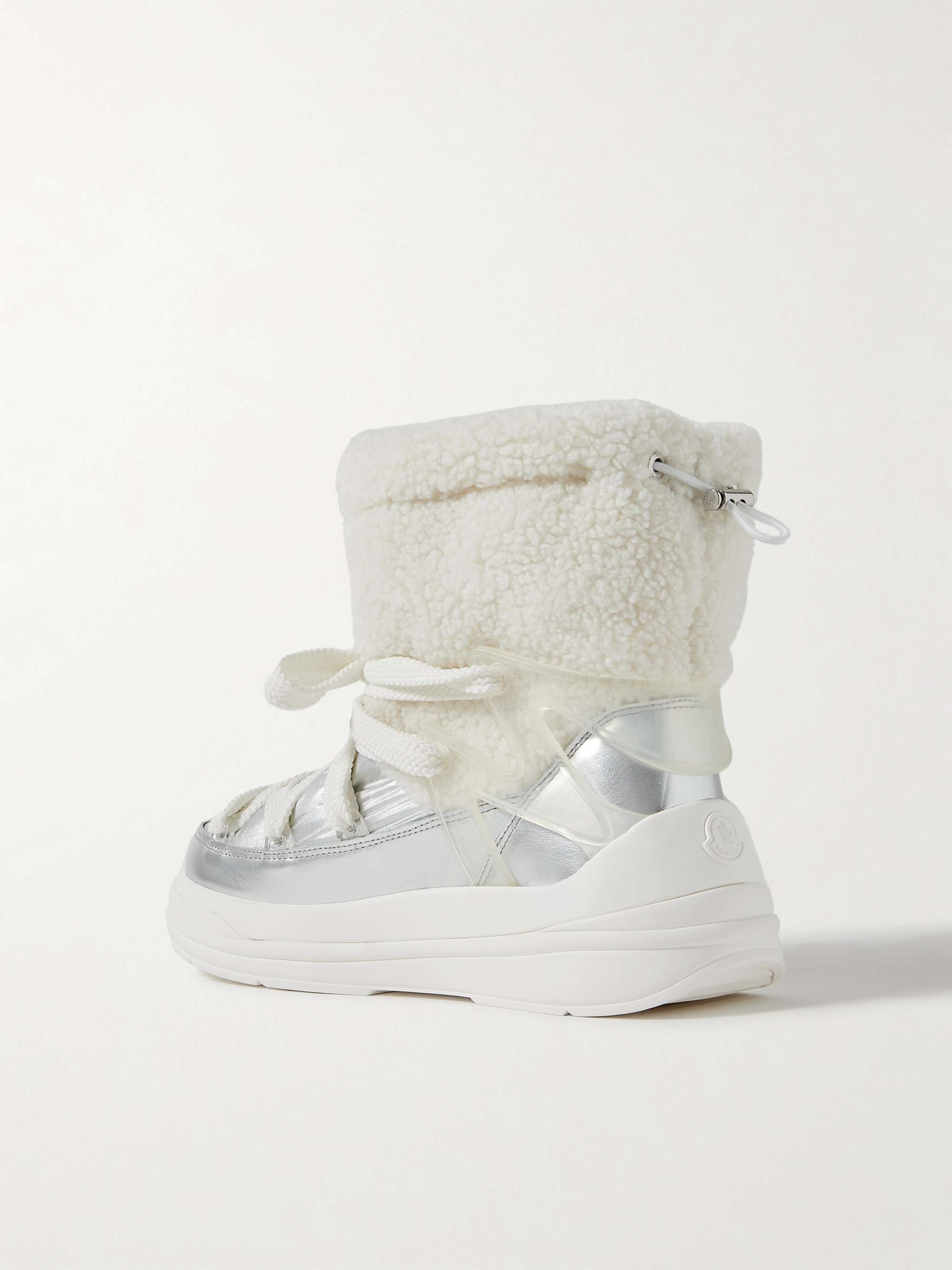 MONCLER Insolux M rubber-trimmed fleece, metallic shell and leather snow boots