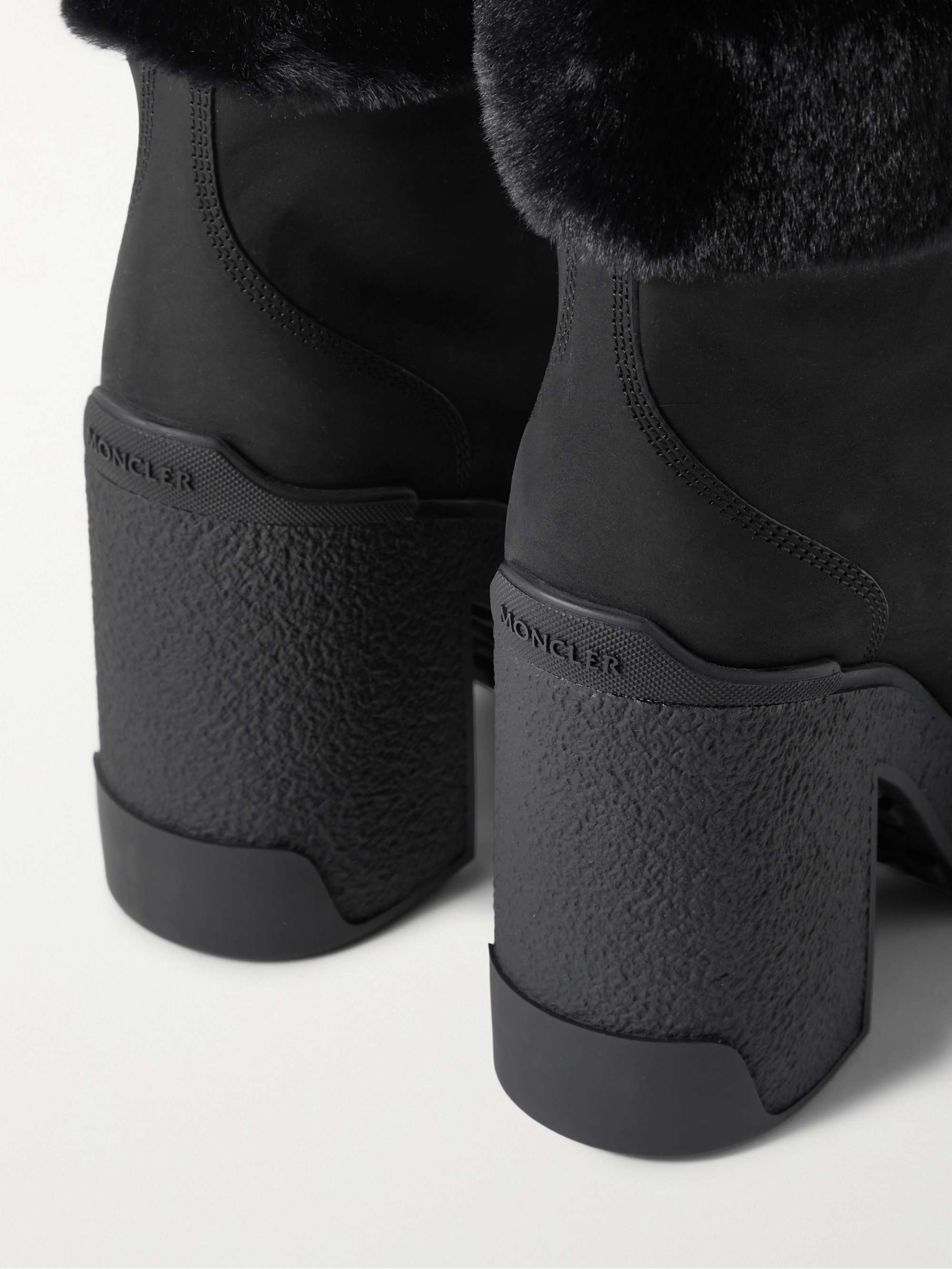 MONCLER Claudia faux fur-trimmed nubuck ankle boot