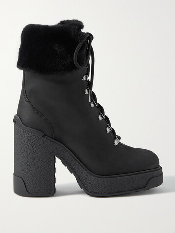 Moncler Claudia faux fur-trimmed nubuck ankle boot
