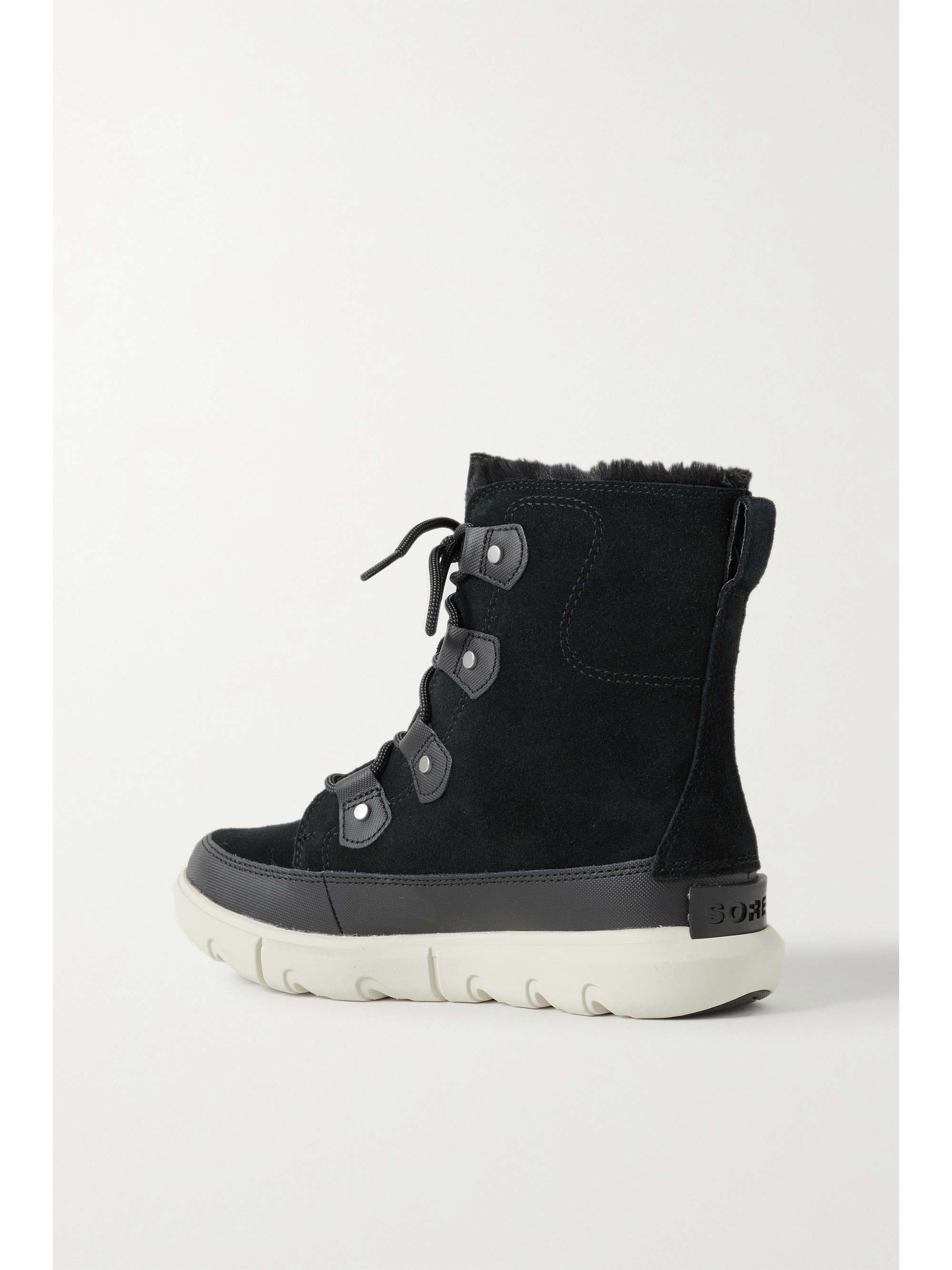 SOREL Explorer II Joan WP faux fur-trimmed suede ankle boots | NET-A-PORTER