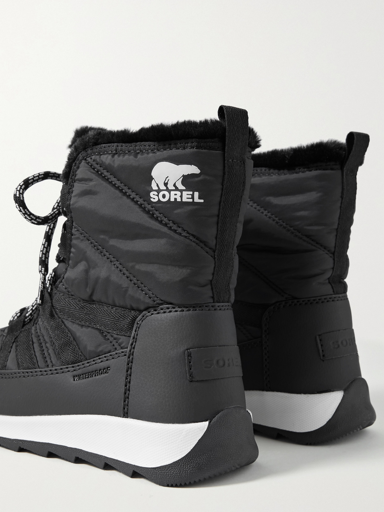 Shop Sorel Whitney Ii Faux Fur-trimmed Shell Ankle Boots In Black