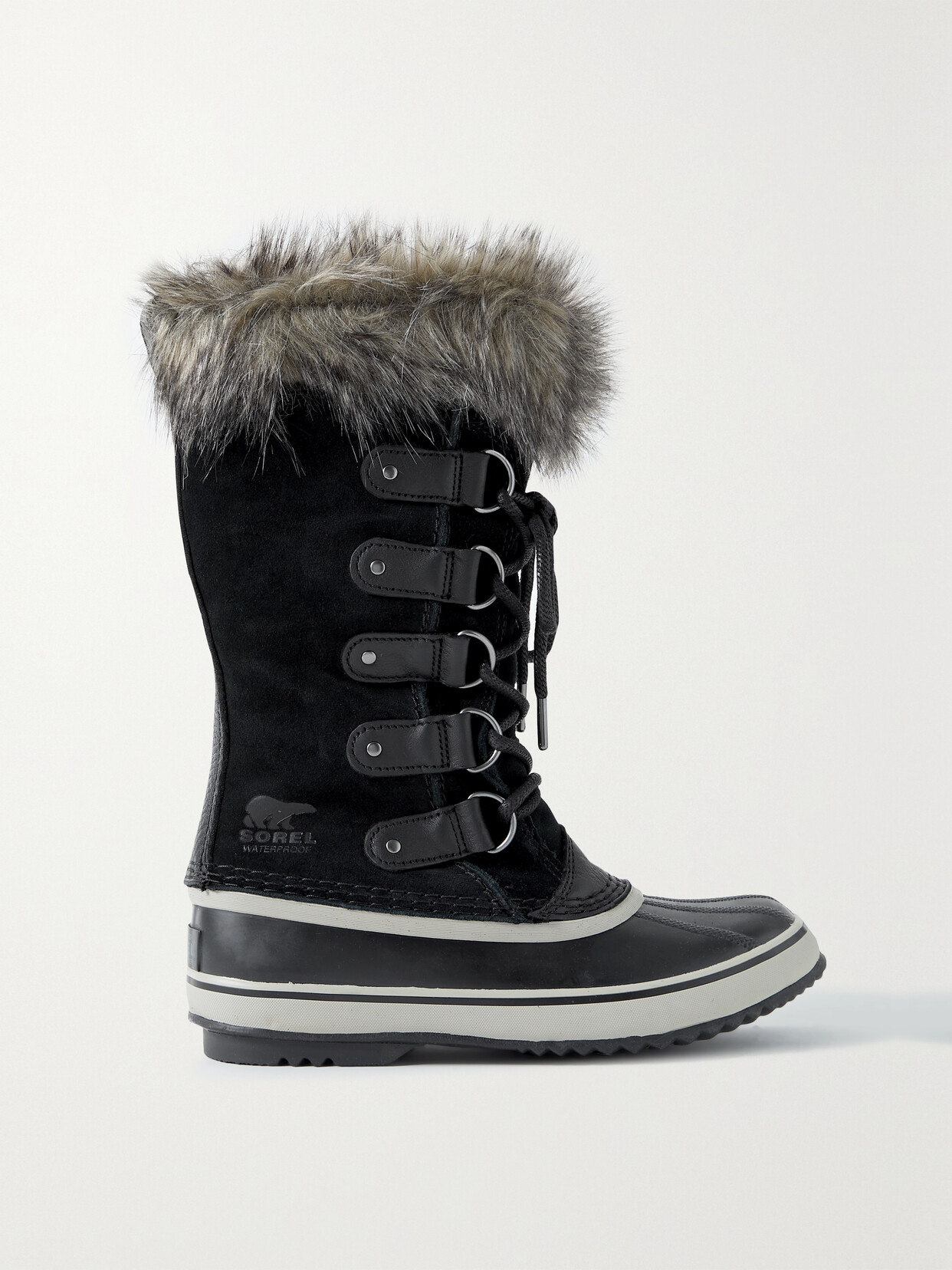 SOREL JOAN OF ARCTIC FAUX FUR-TRIMMED WATERPROOF SUEDE AND RUBBER BOOTS