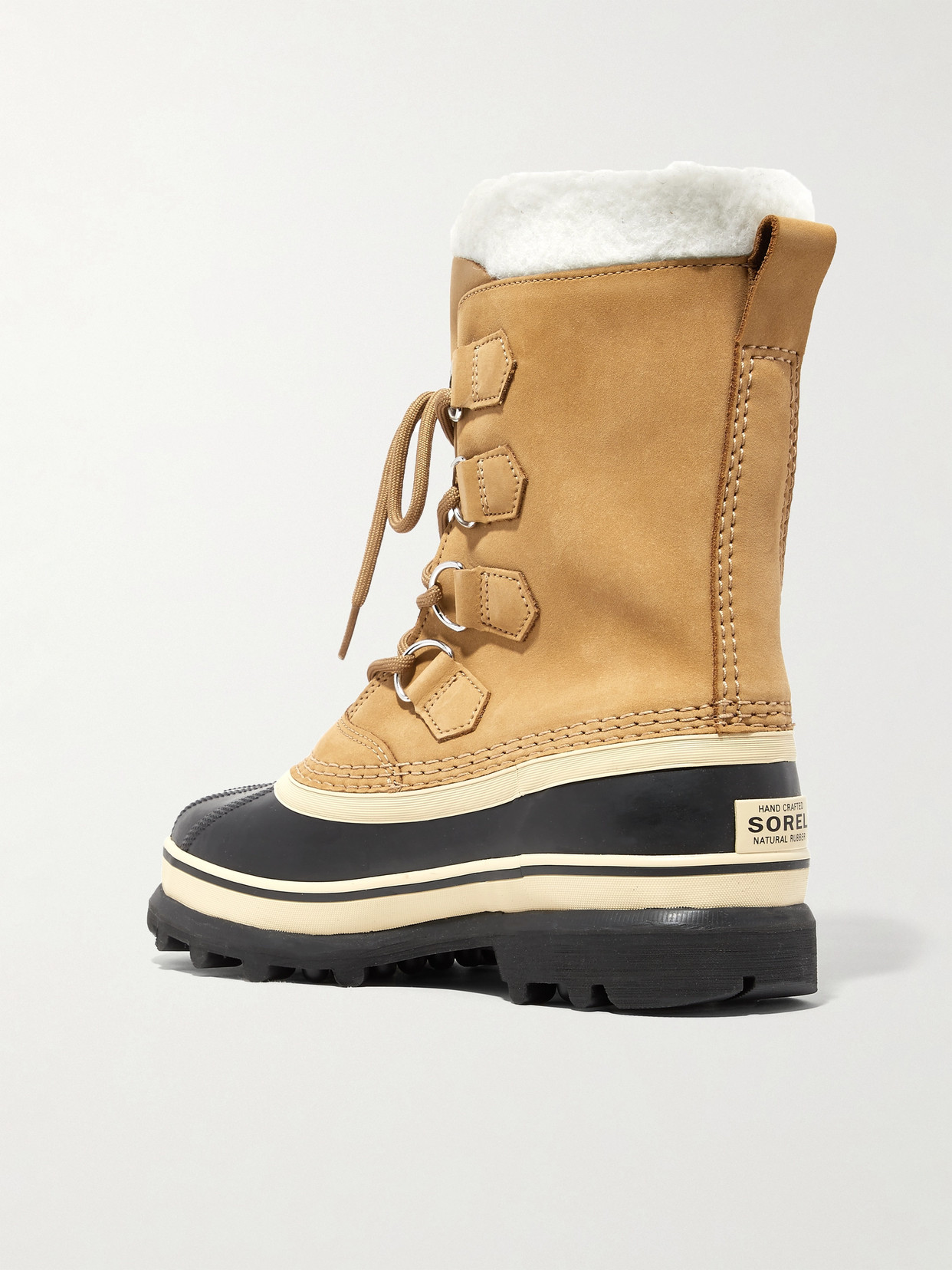 Shop Sorel Caribou Fleece-trimmed Nubuck And Rubber Snow Boots In Brown